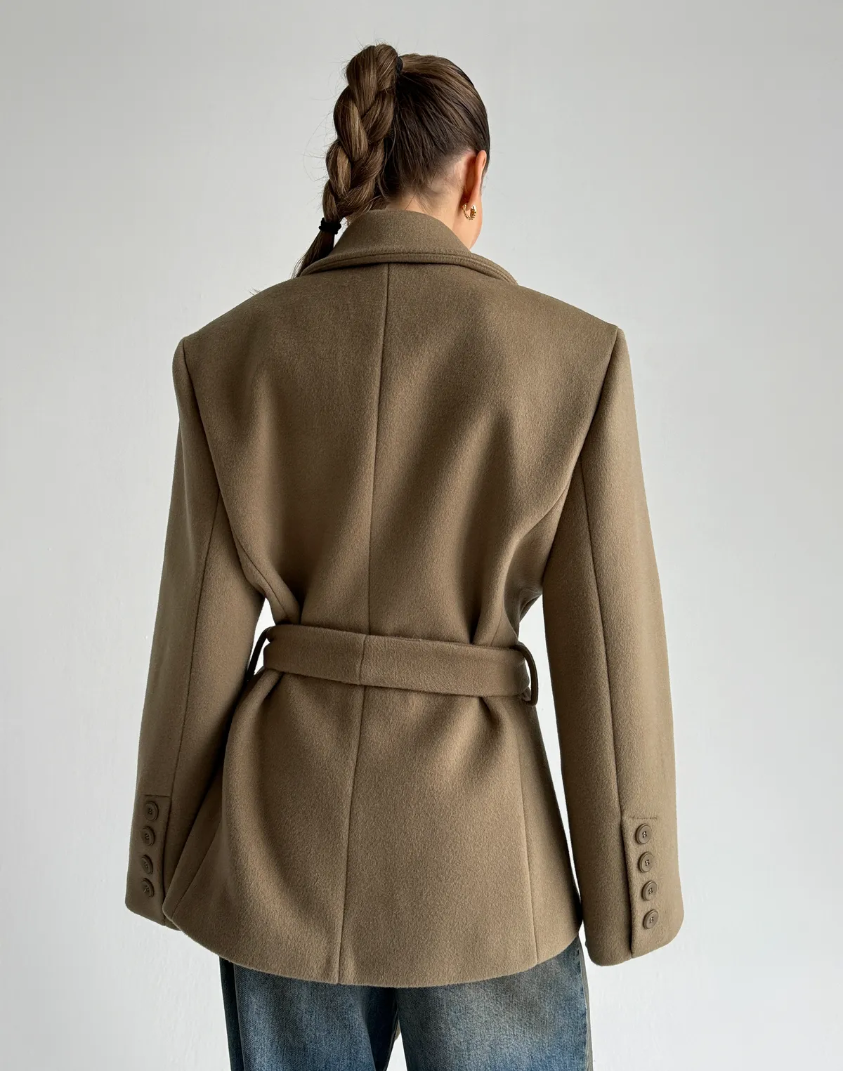 Пальто вкорочене весняне зі 100% вовни, кемел - Фото 2