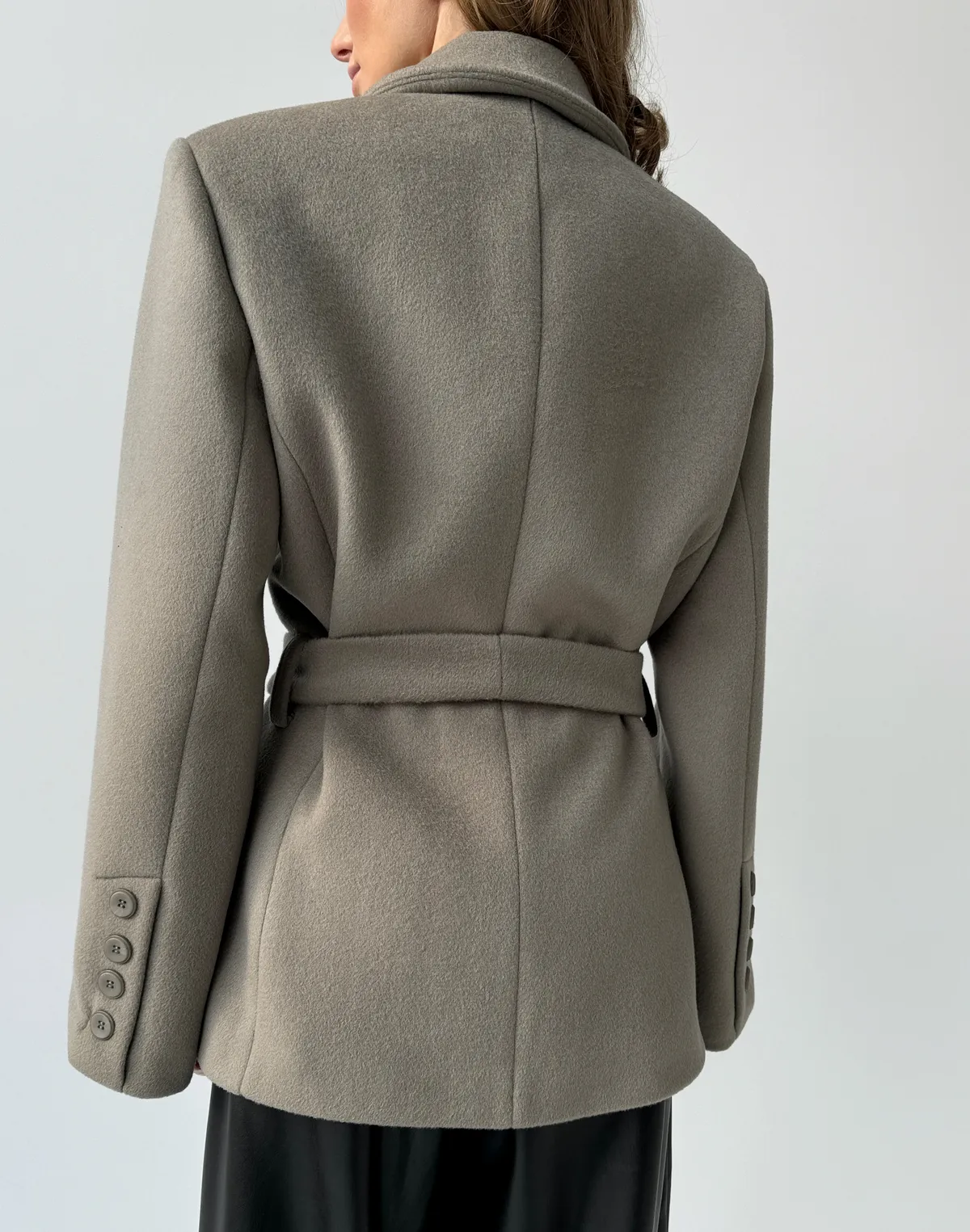 Пальто вкорочене весняне зі 100% вовни, сіре - Фото 2