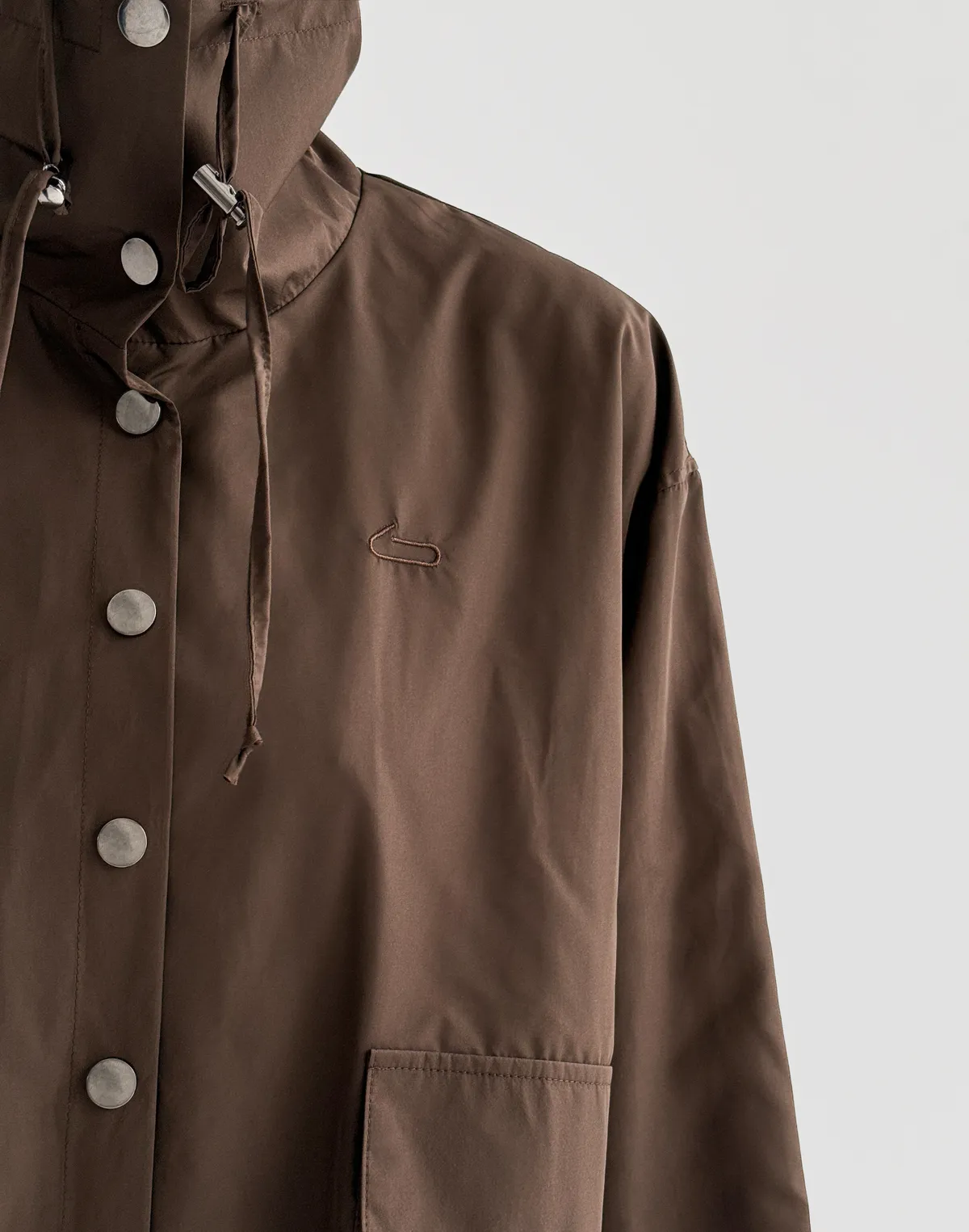 Зіпер з плащової тканини з кишенями, шоколадний - Фото 7