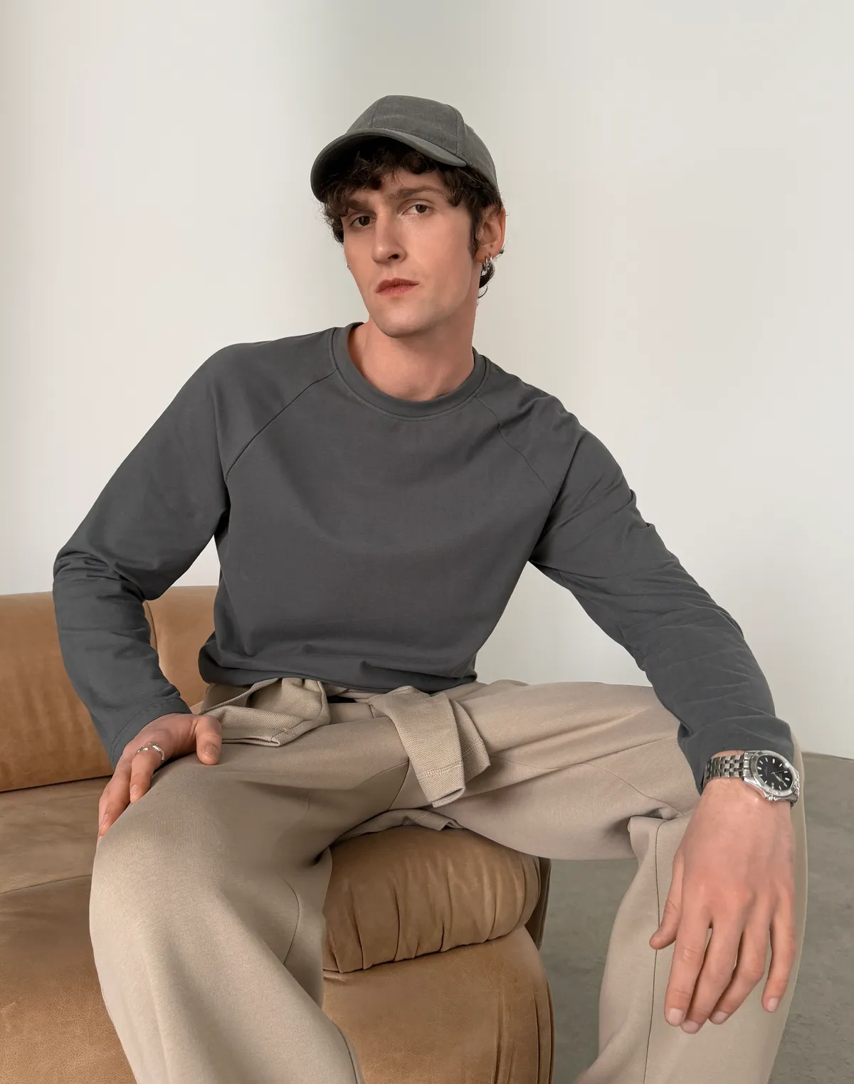 Лонгслів чоловічий зимовий, графітовий - Фото 3