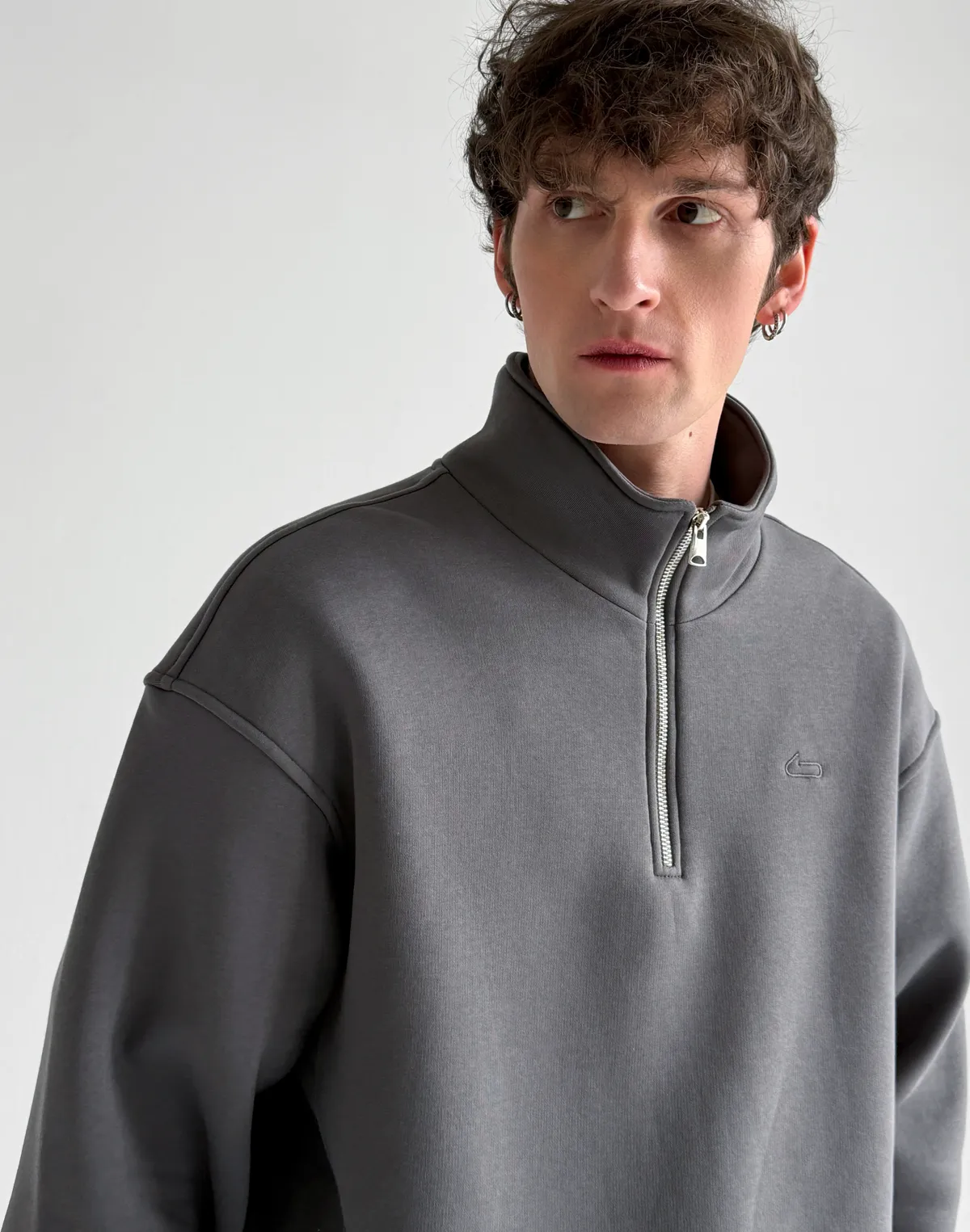 Світшот чоловічий на блискавці до середини, темний сірий - Фото 6