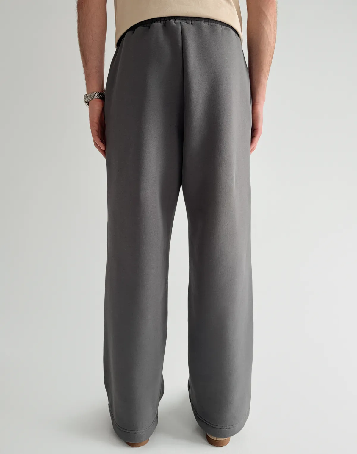 Штани спортивні чоловічі базові зі шнурком, темний сірий - Фото 2