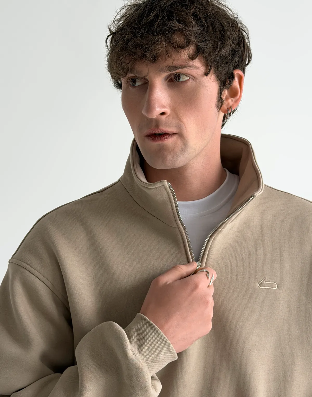 Світшот чоловічий на блискавці до середини, лате - Фото 7