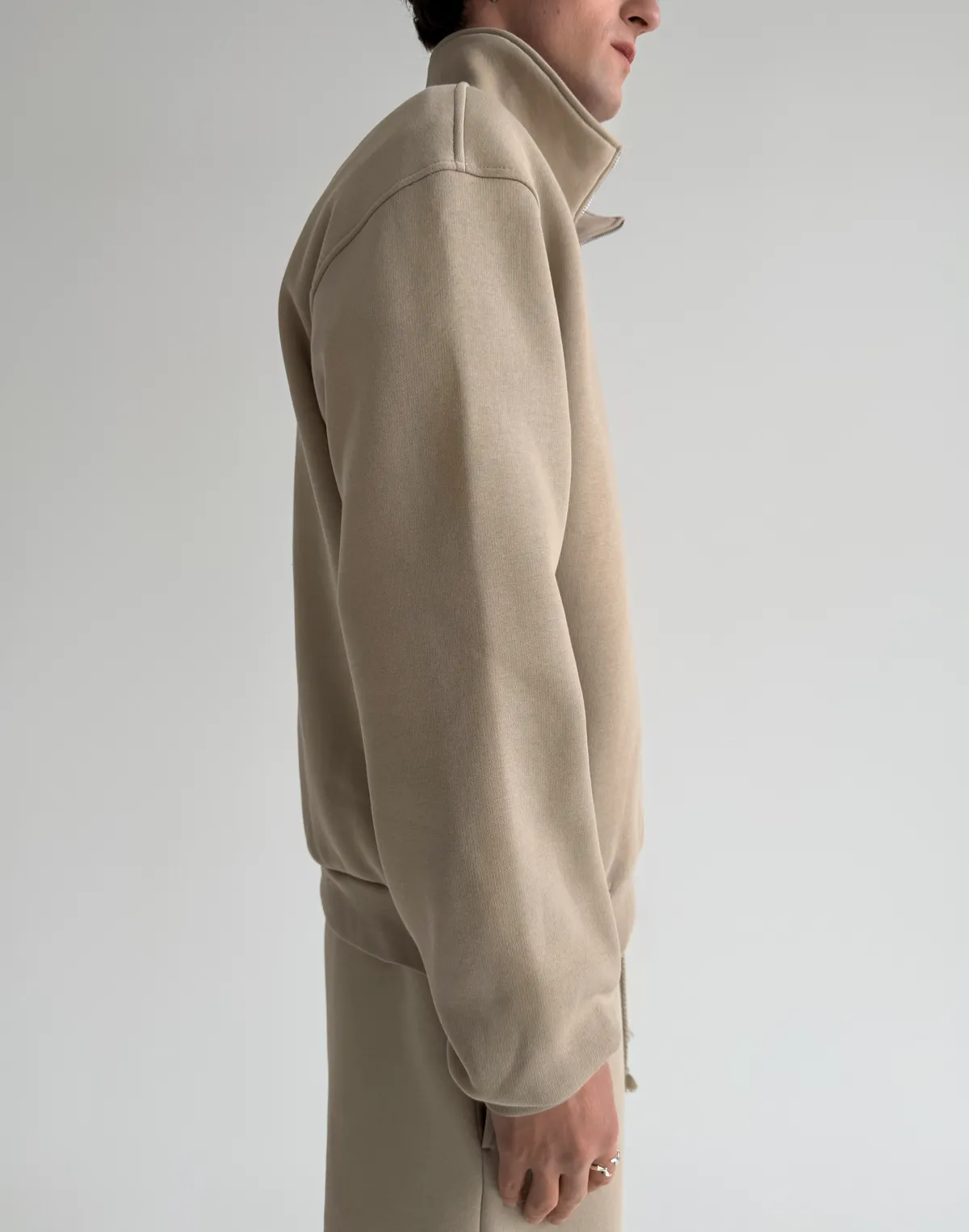 Світшот чоловічий на блискавці до середини, лате - Фото 5