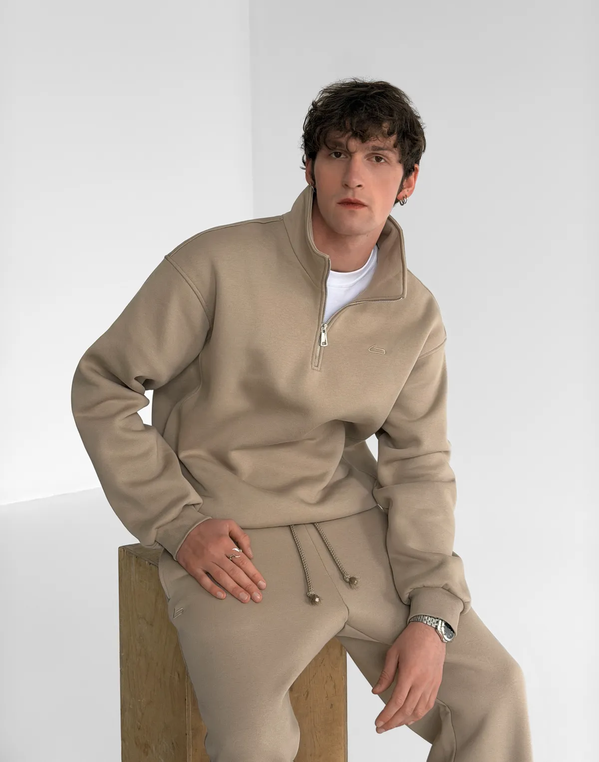 Світшот чоловічий на блискавці до середини, лате - Фото 4