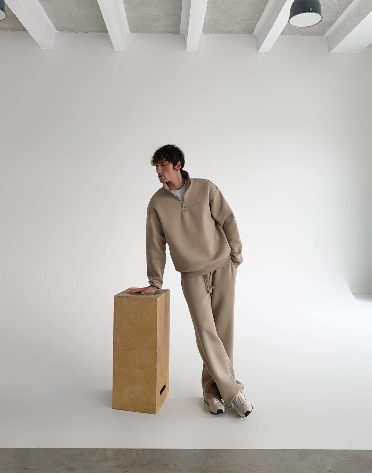 Комплект чоловічій світшот на блискавці до середини та штани базові зі шнурком, лате - Фото 4