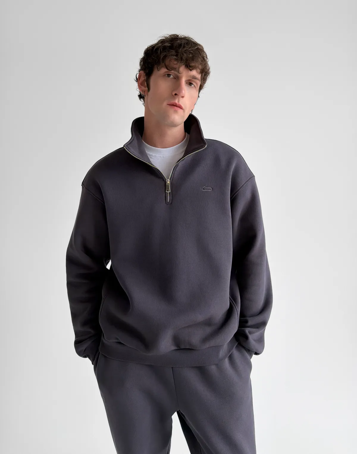 Світшот чоловічий на блискавці до середини, антрацит - Фото 8