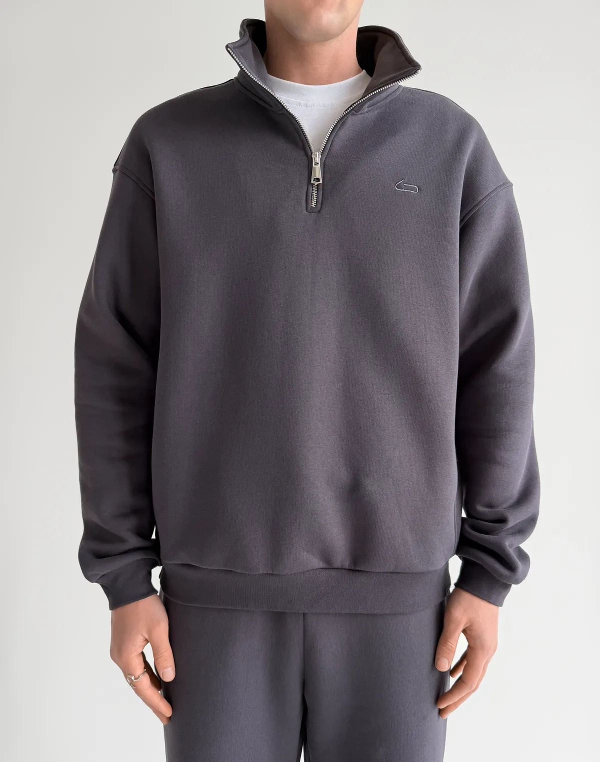 Світшот чоловічий на блискавці до середини, антрацит - Фото 7