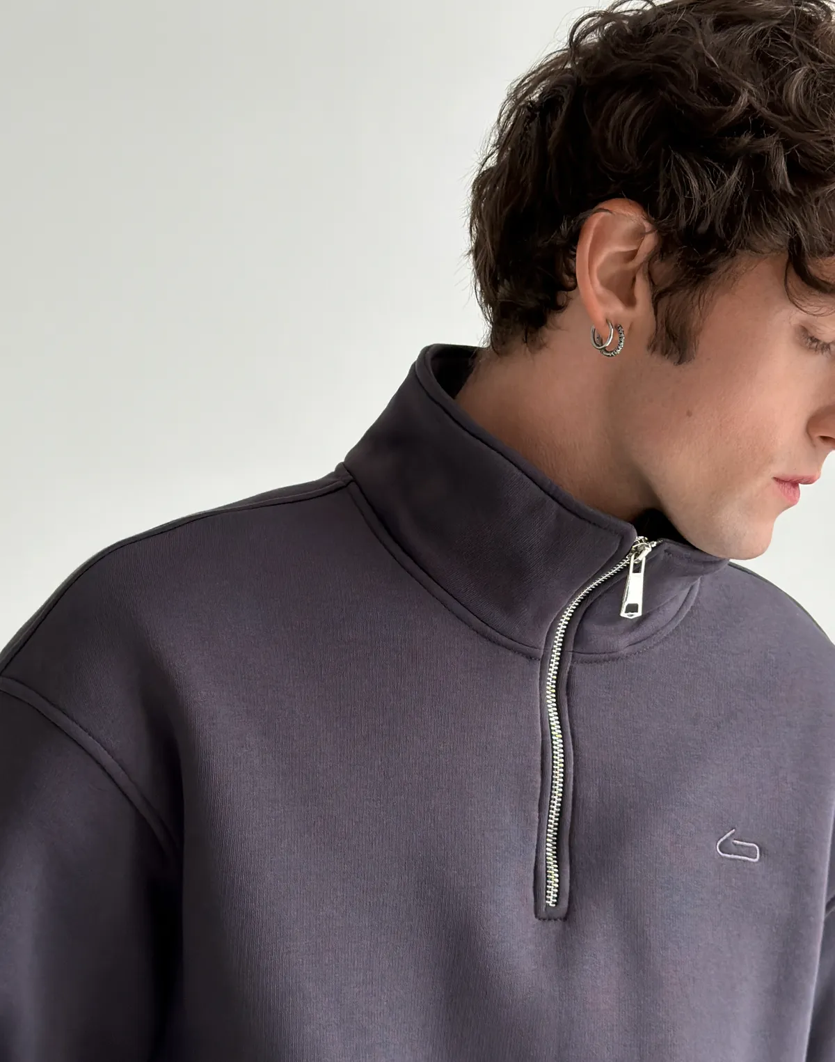 Світшот чоловічий на блискавці до середини, антрацит - Фото 6