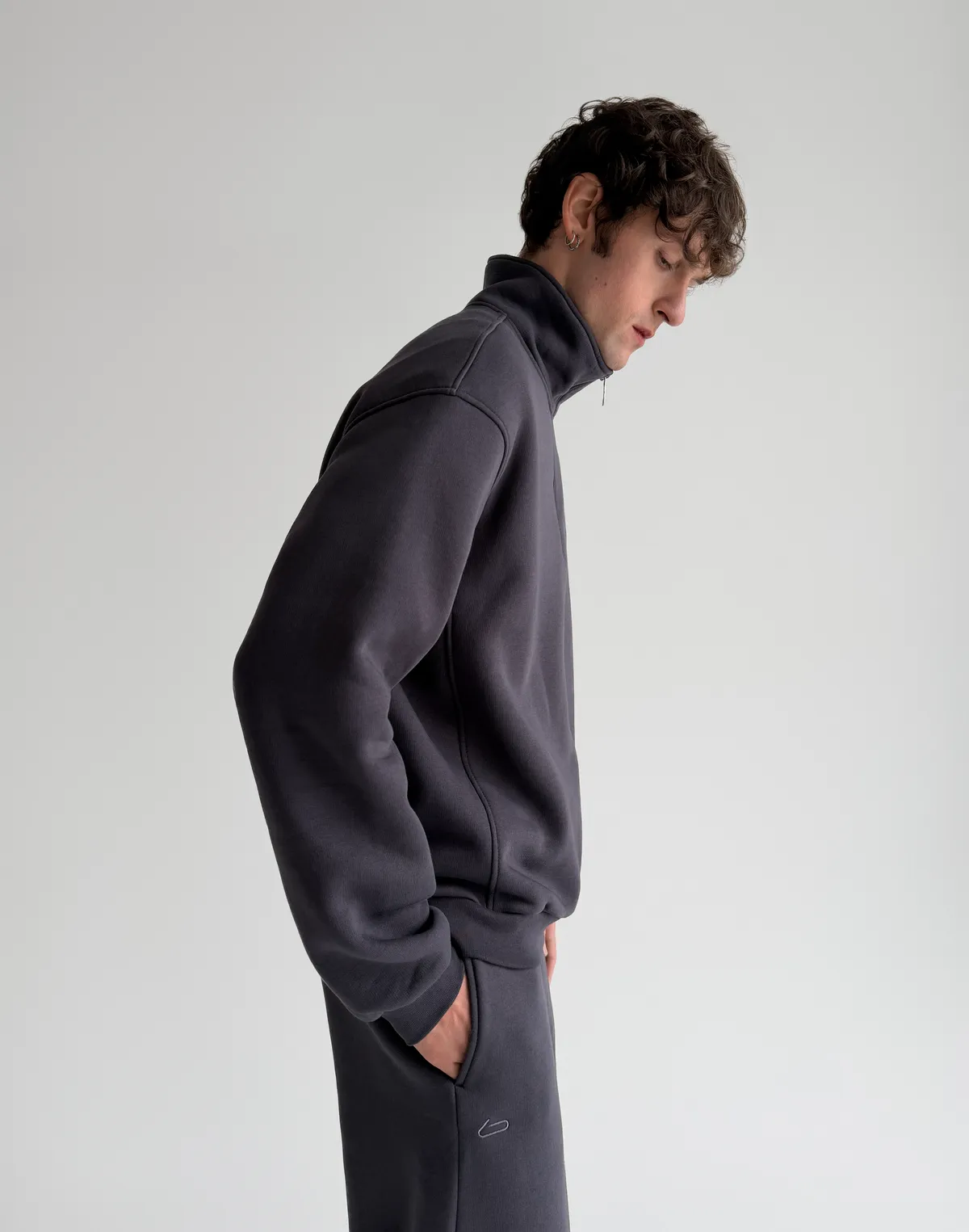 Світшот чоловічий на блискавці до середини, антрацит - Фото 5