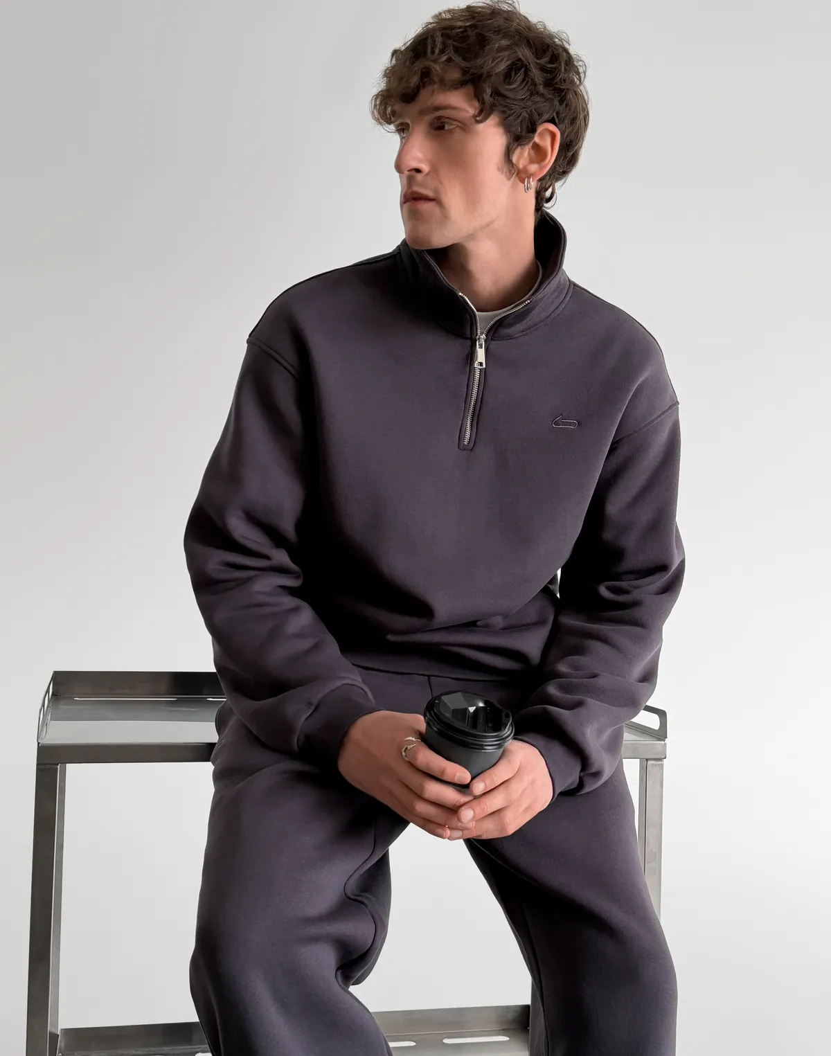 Світшот чоловічий на блискавці до середини, антрацит - Фото 4