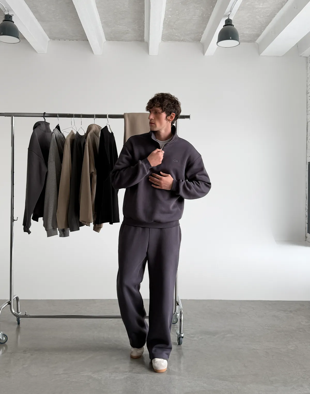 Світшот чоловічий на блискавці до середини, антрацит - Фото 3