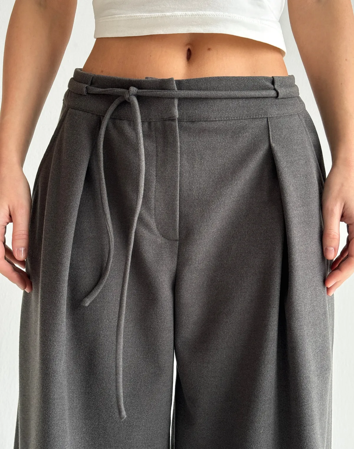 Штани супер вільного крою повної довжини, графітові - Фото 6