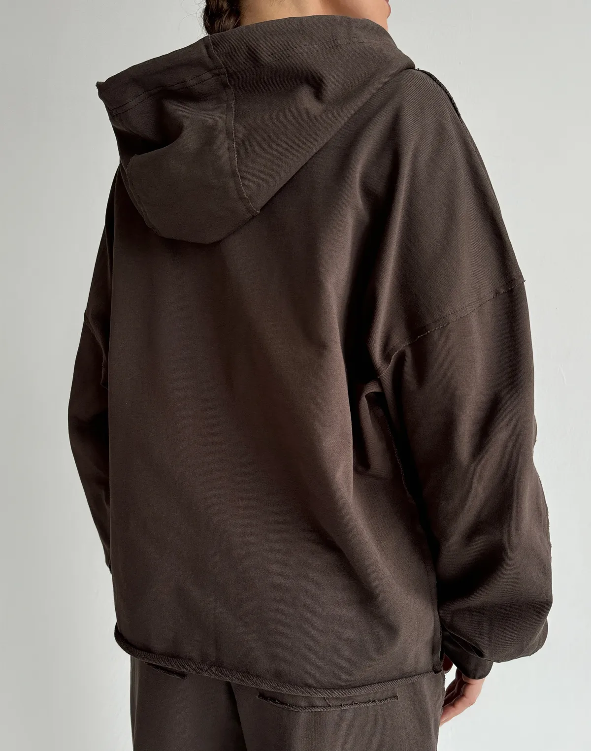 Зіпер оверсайз з декоративними швами, шоколад - Фото 2