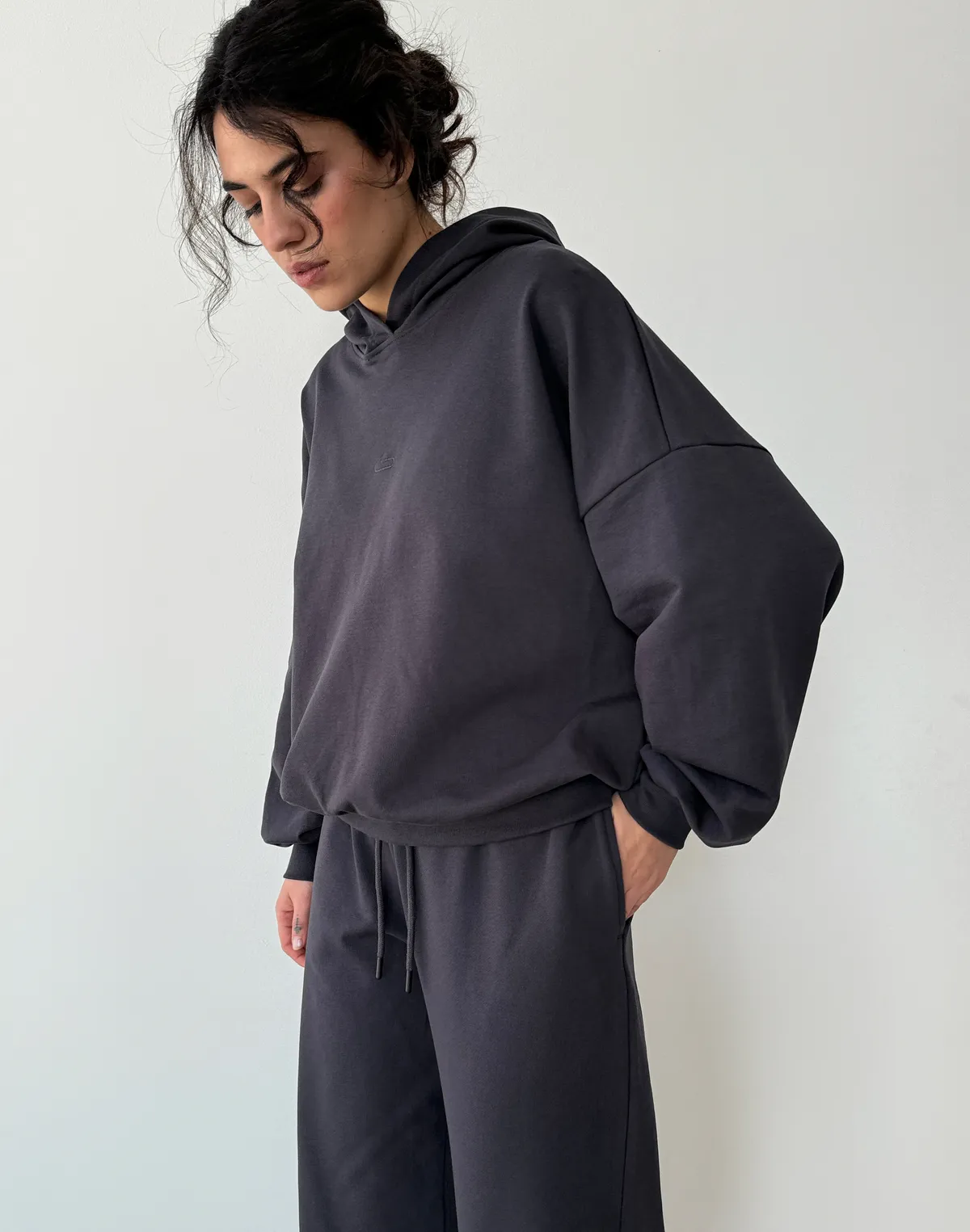 Худі весняний стандартний вкорочений, графіт - Фото 3