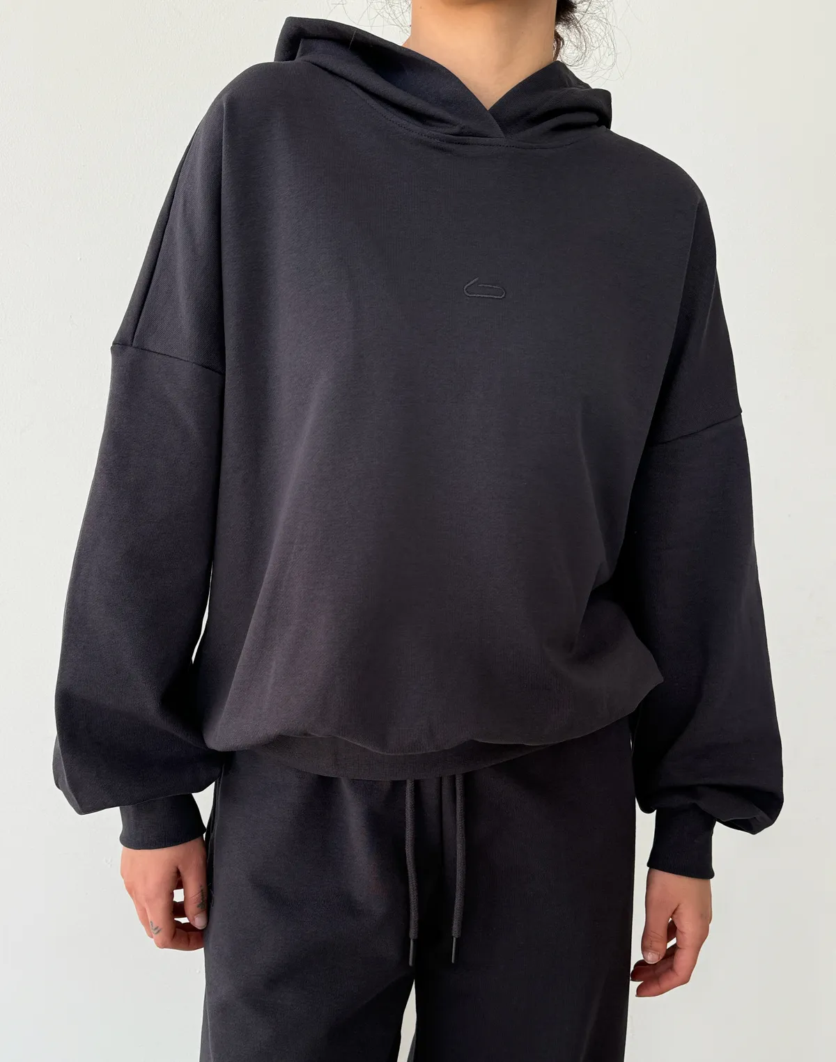 Худі весняний стандартний вкорочений, графіт - Фото 1