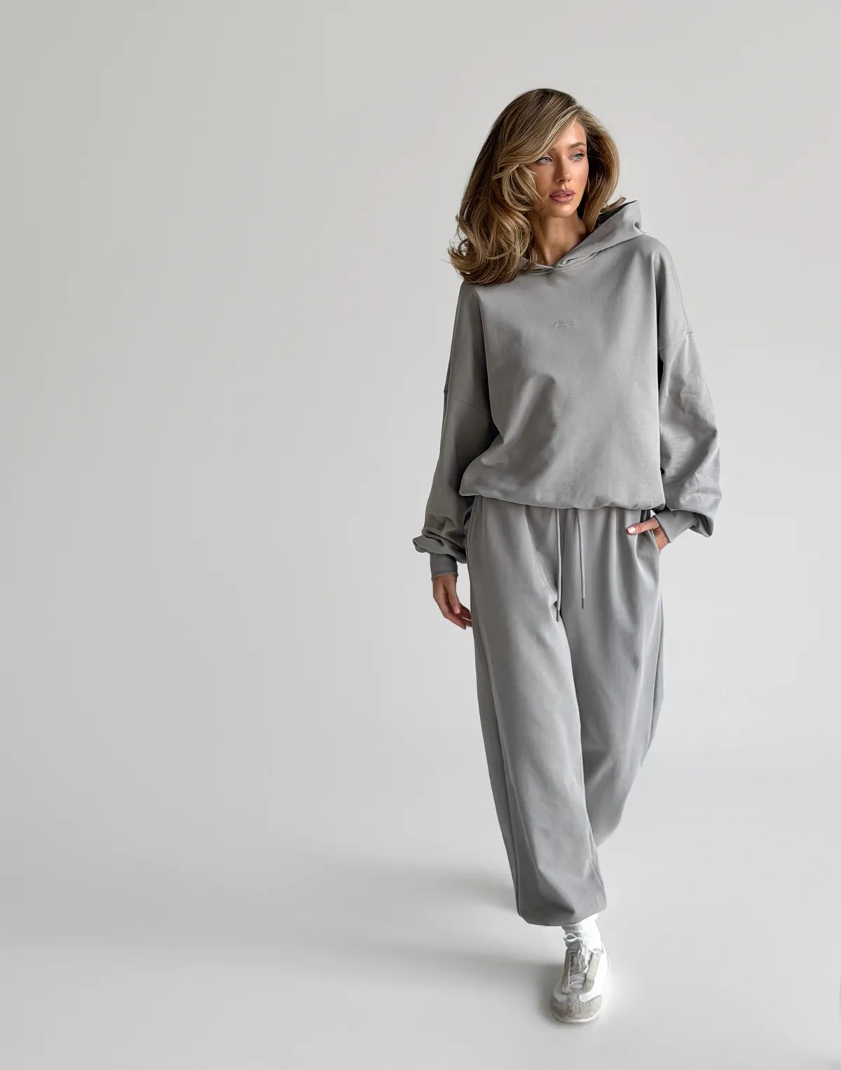 Худі весняний стандартний вкорочений, нейтральний сірий - Фото 7