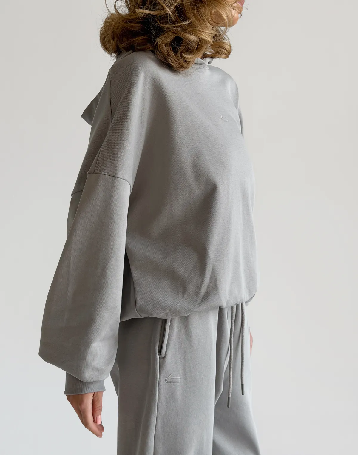 Худі весняний стандартний вкорочений, нейтральний сірий - Фото 5