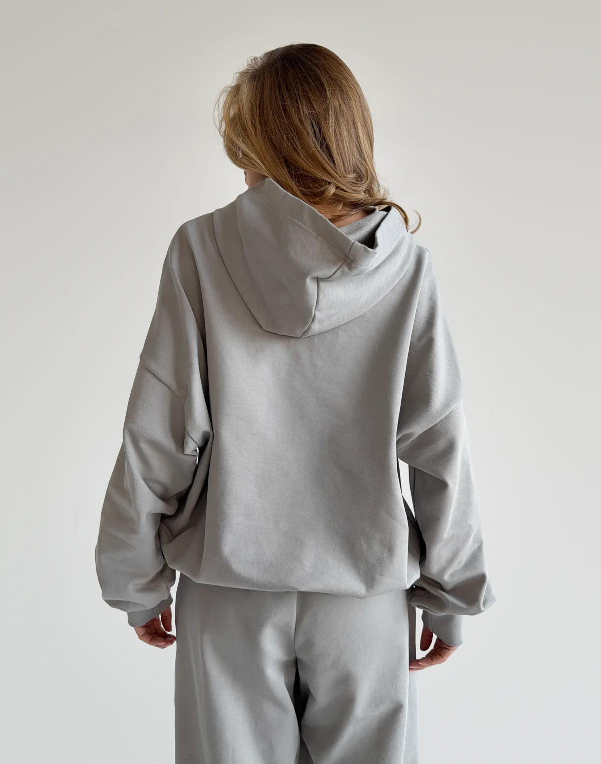 Худі весняний стандартний вкорочений, нейтральний сірий - Фото 2