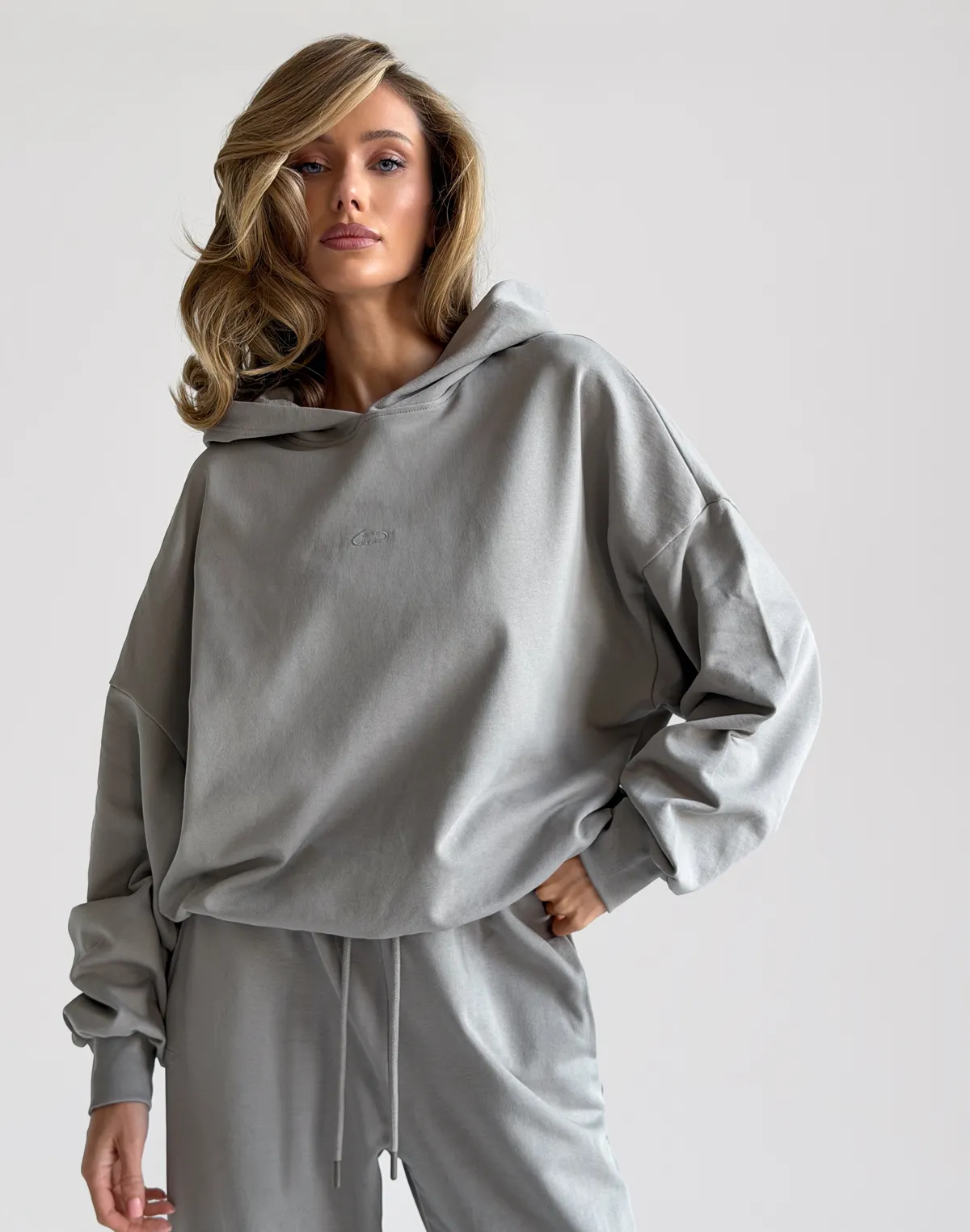 Худі весняний стандартний вкорочений, нейтральний сірий - Фото 3