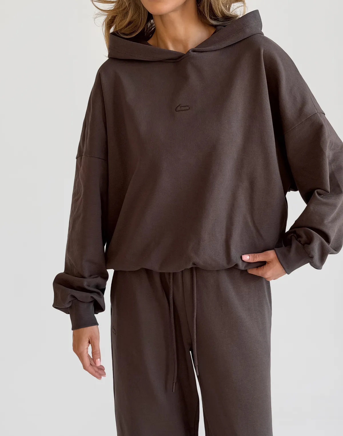 Худі весняний стандартний вкорочений, шоколад - Фото 1