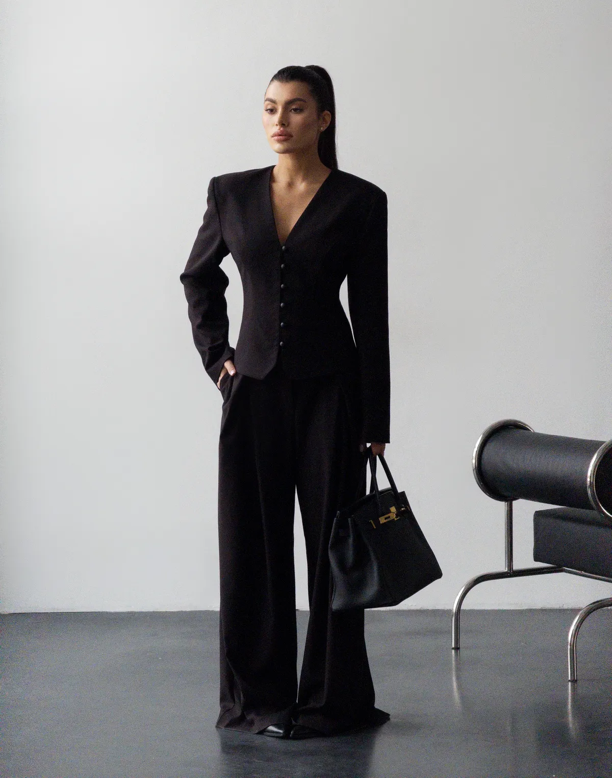 Штани оверсайз у стилі baggi, чорні - Фото 6