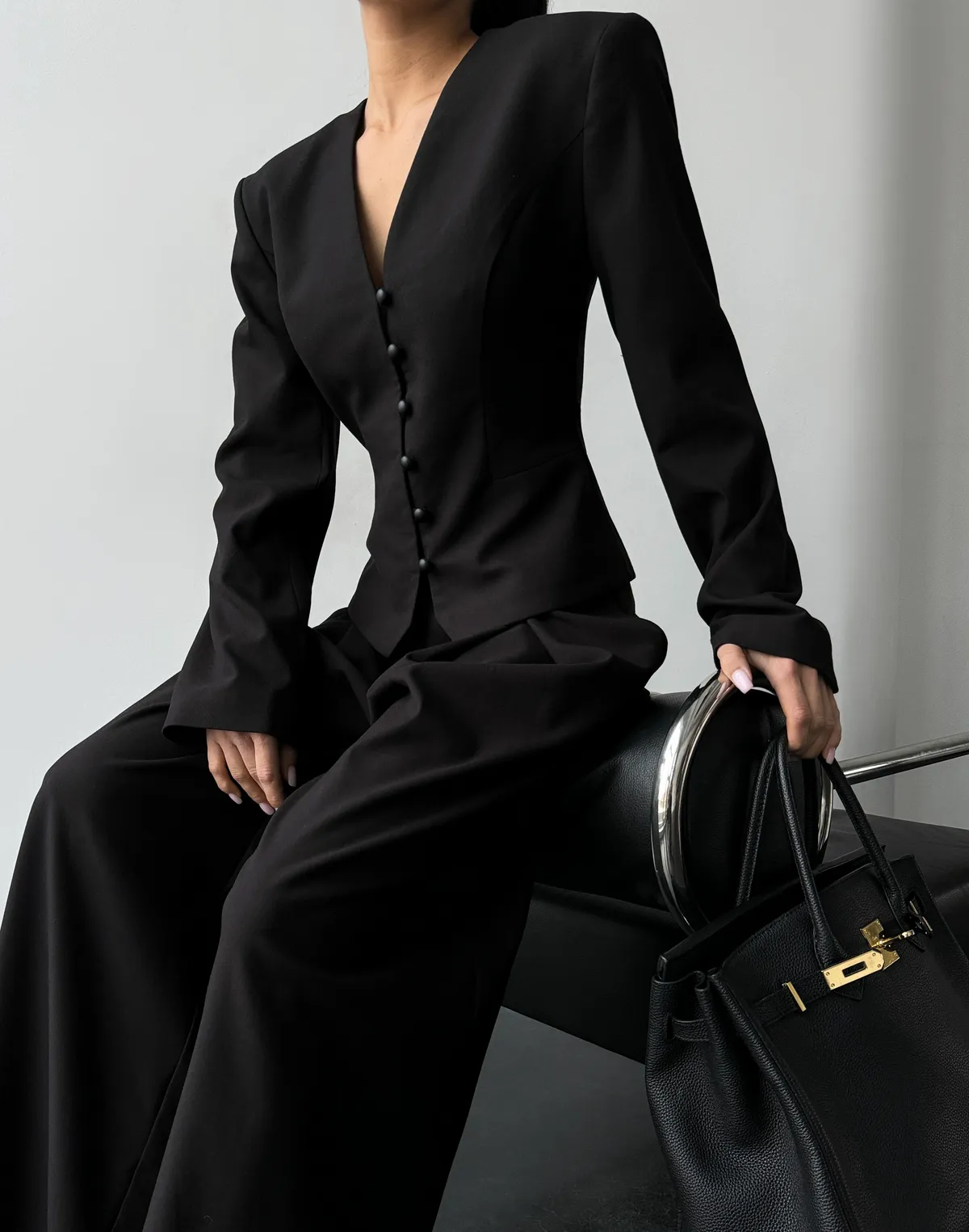 Штани оверсайз у стилі baggi, чорні - Фото 4