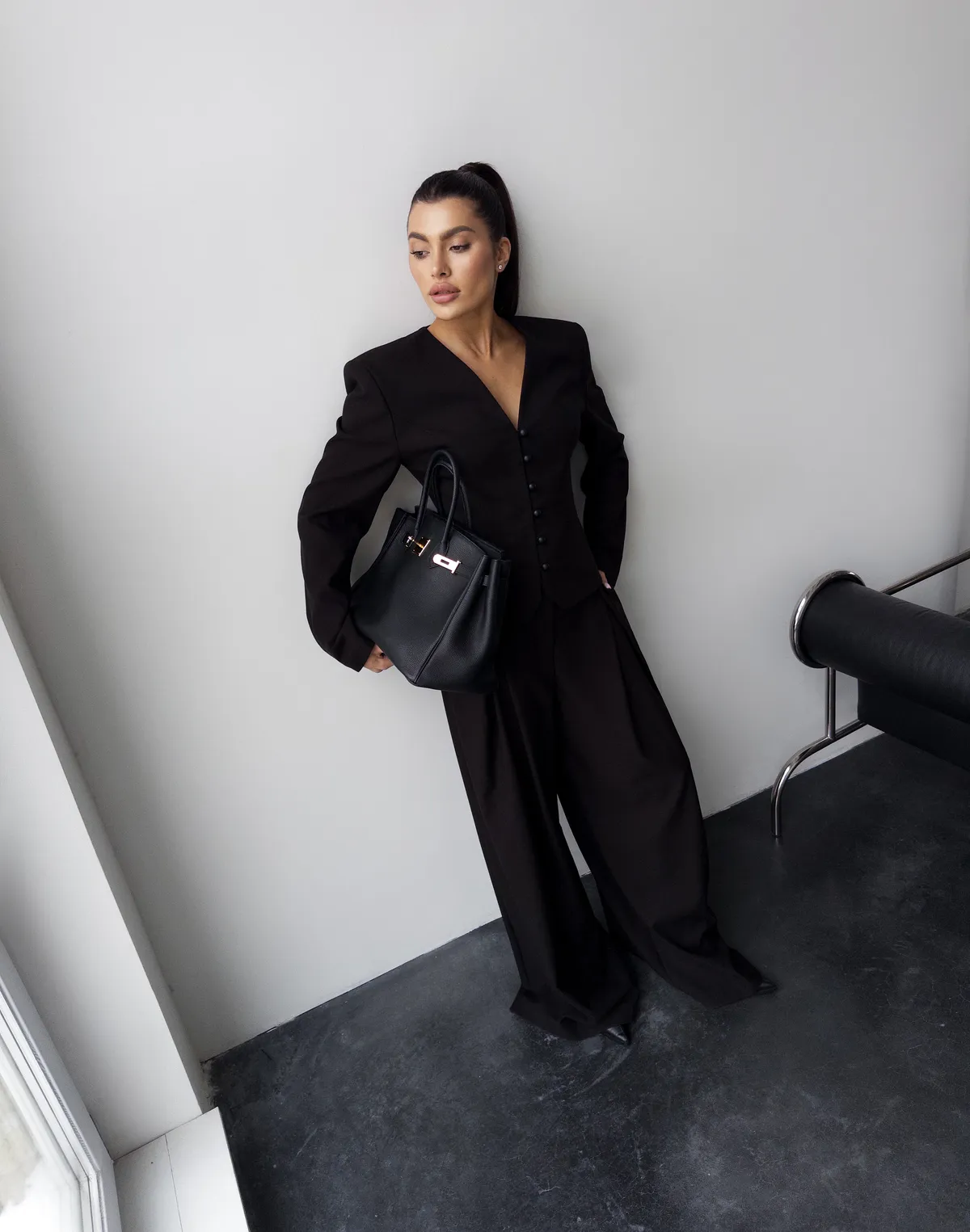 Штани оверсайз у стилі baggi, чорні - Фото 3