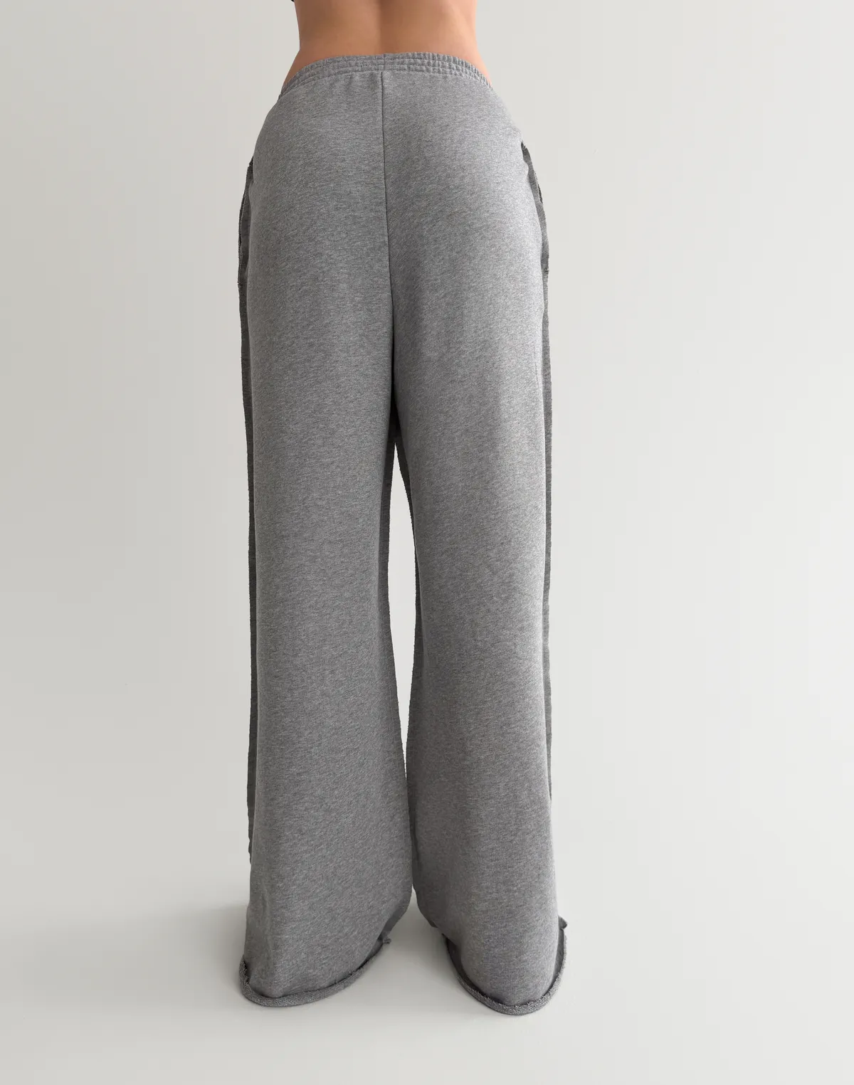 Штани спортивні прямі з декоративними швами, сірий меланж - Фото 2