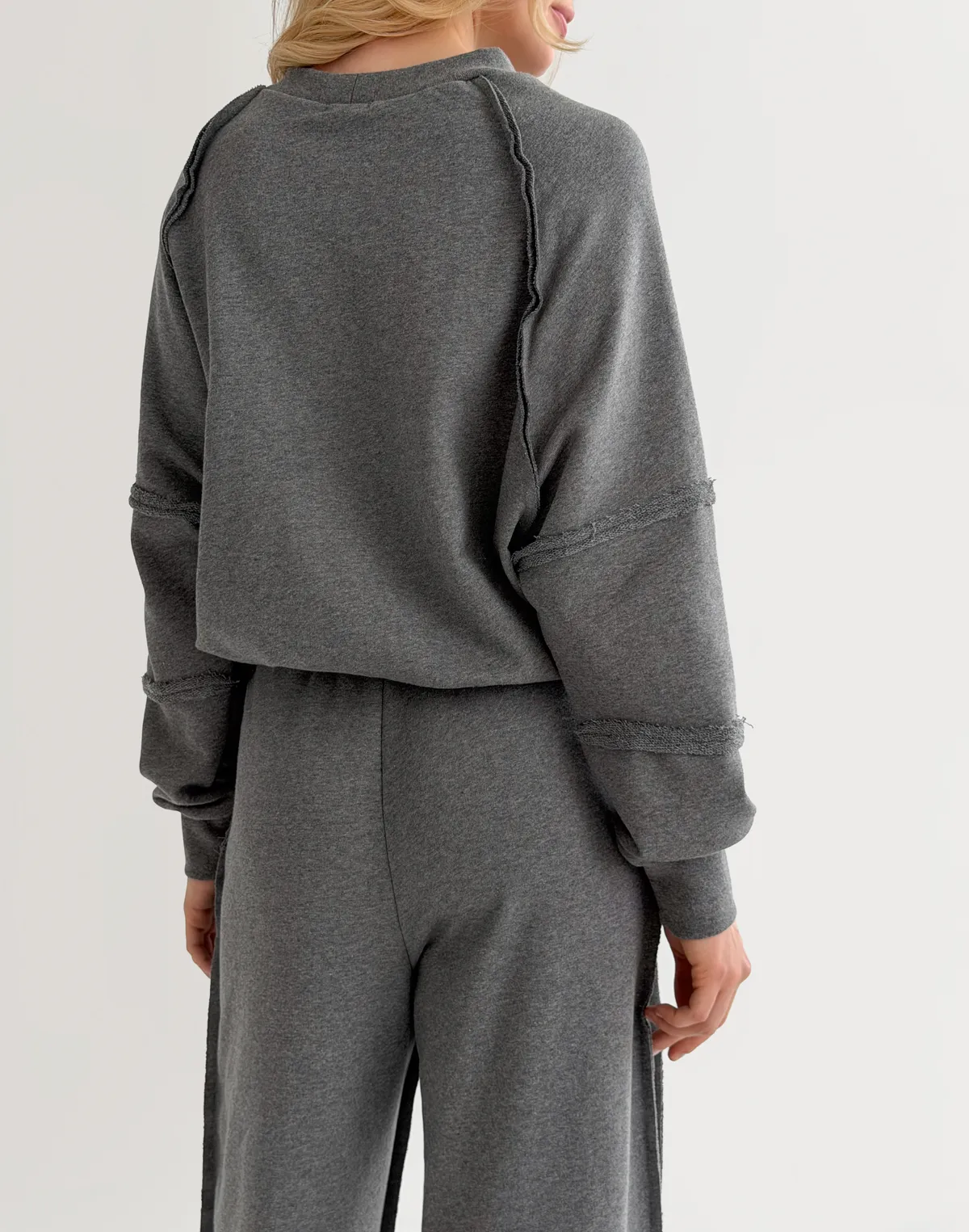 Світшот з декоративними швами, темний меланж - Фото 2