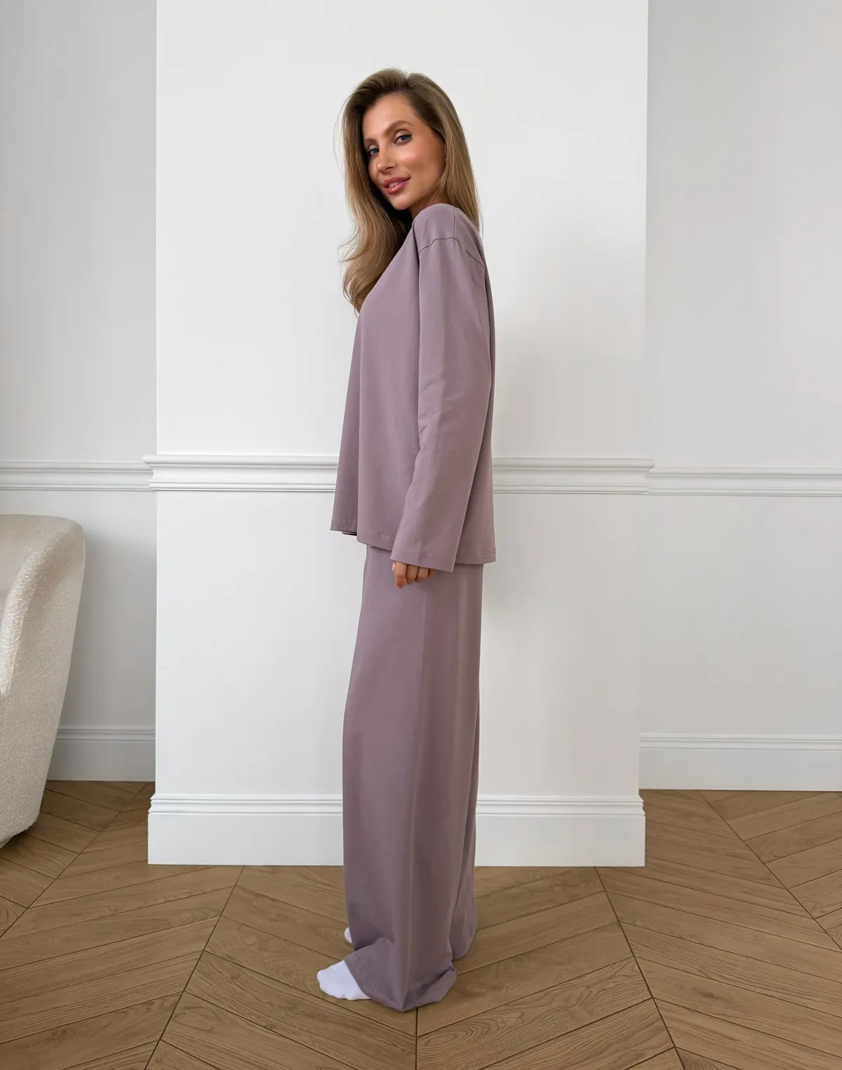 Піжамні штани з ніжної бавовняної тканини, фіолетові - Фото 5