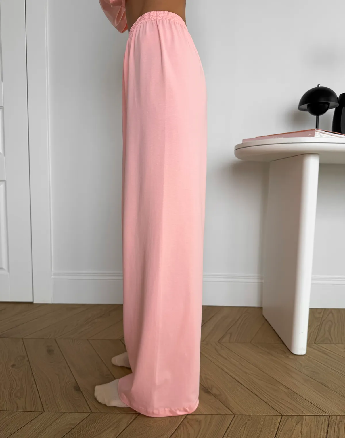 Піжамні штани з ніжної бавовняної тканини, персикові - Фото 5