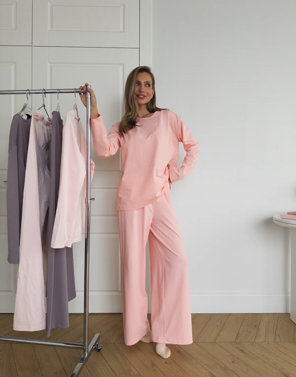 Піжамні штани з ніжної бавовняної тканини, персикові - Фото 6