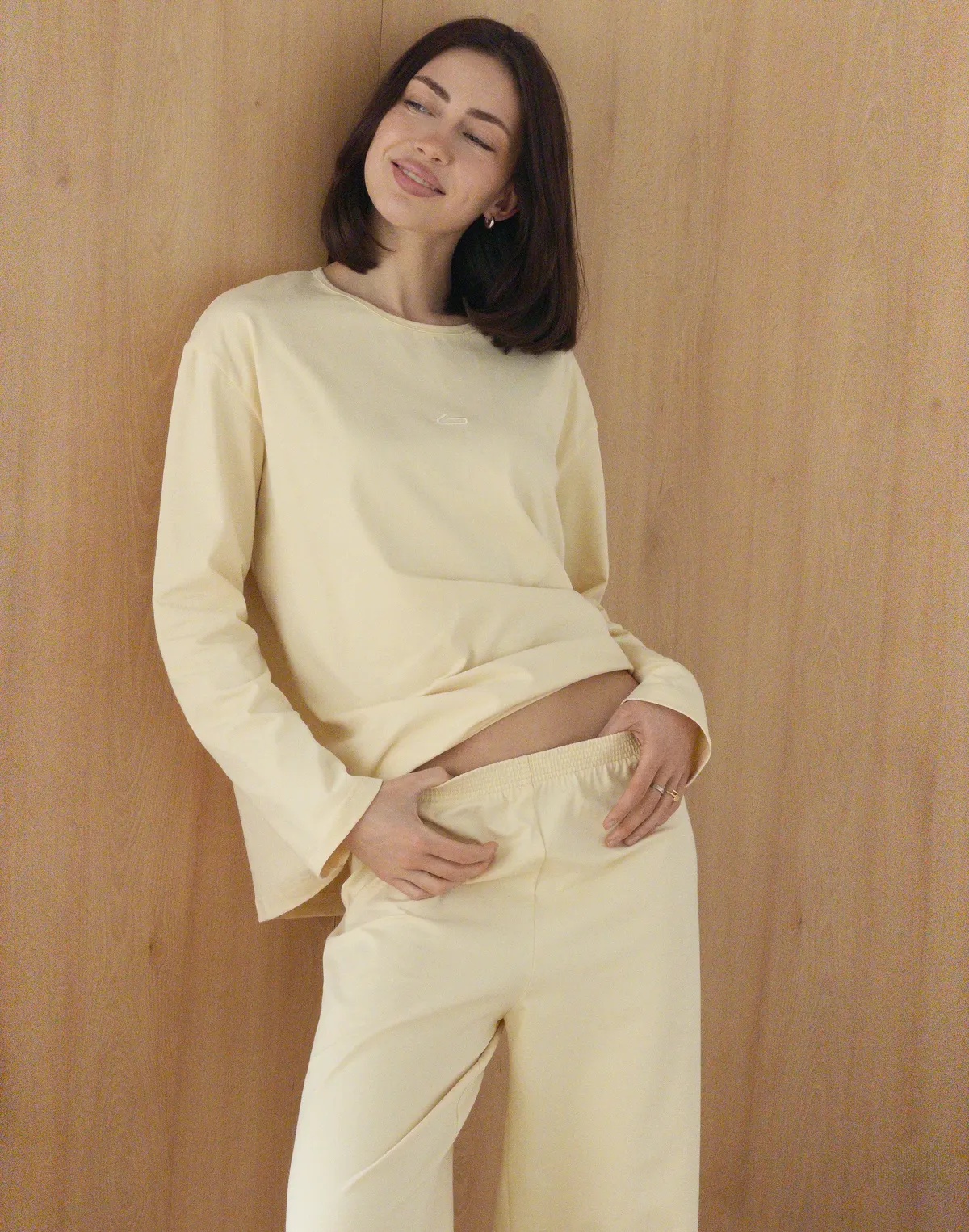 Піжамні штани з ніжної бавовняної тканини, вершкові - Фото 8