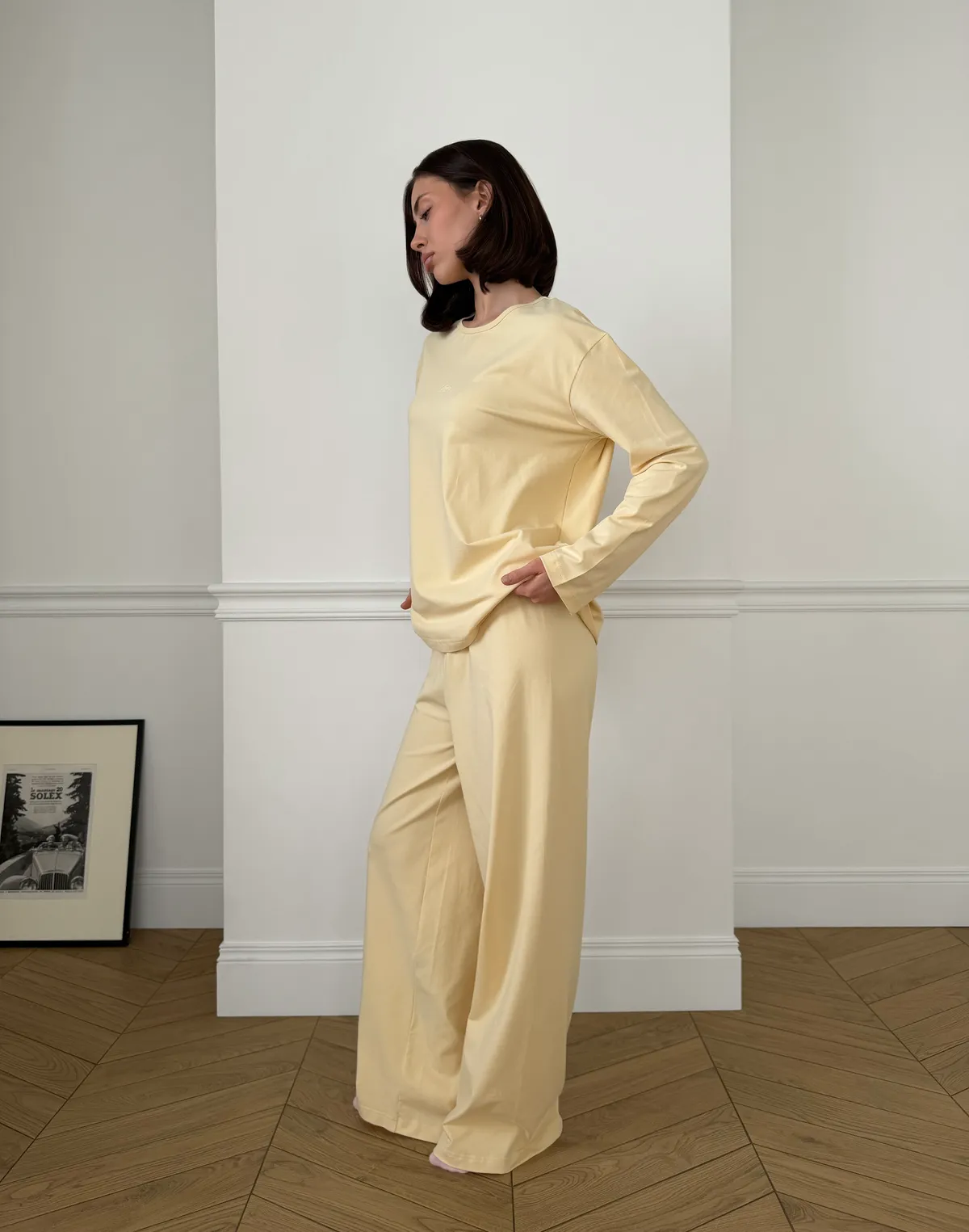 Піжамні штани з ніжної бавовняної тканини, вершкові - Фото 4