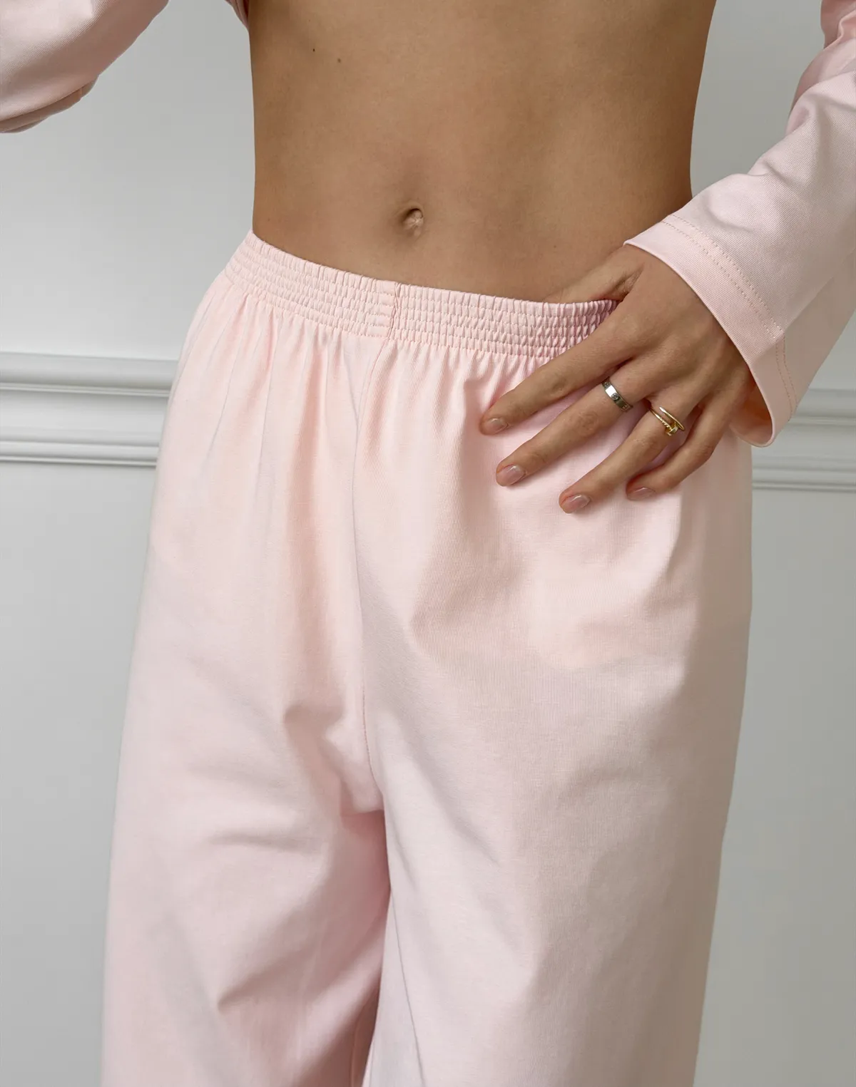 Піжамні штани з ніжної бавовняної тканини, ніжно-рожеві - Фото 6