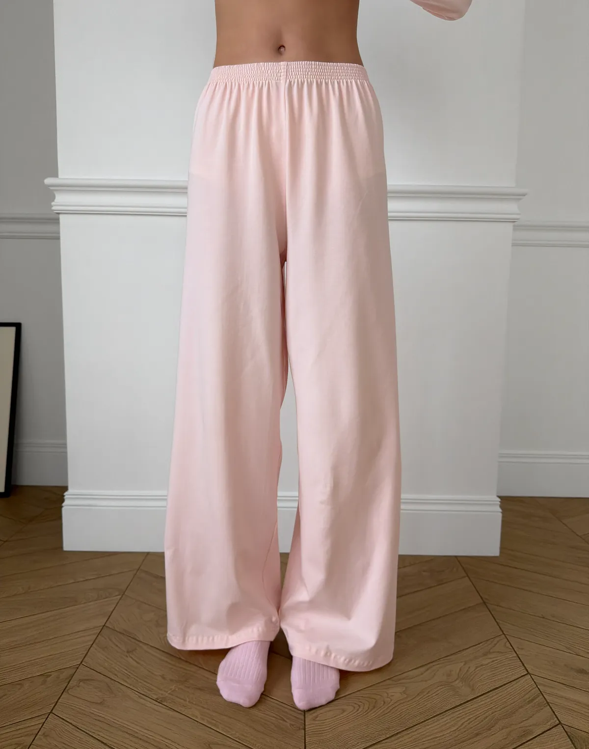 Піжамні штани з ніжної бавовняної тканини, ніжно-рожеві - Фото 1