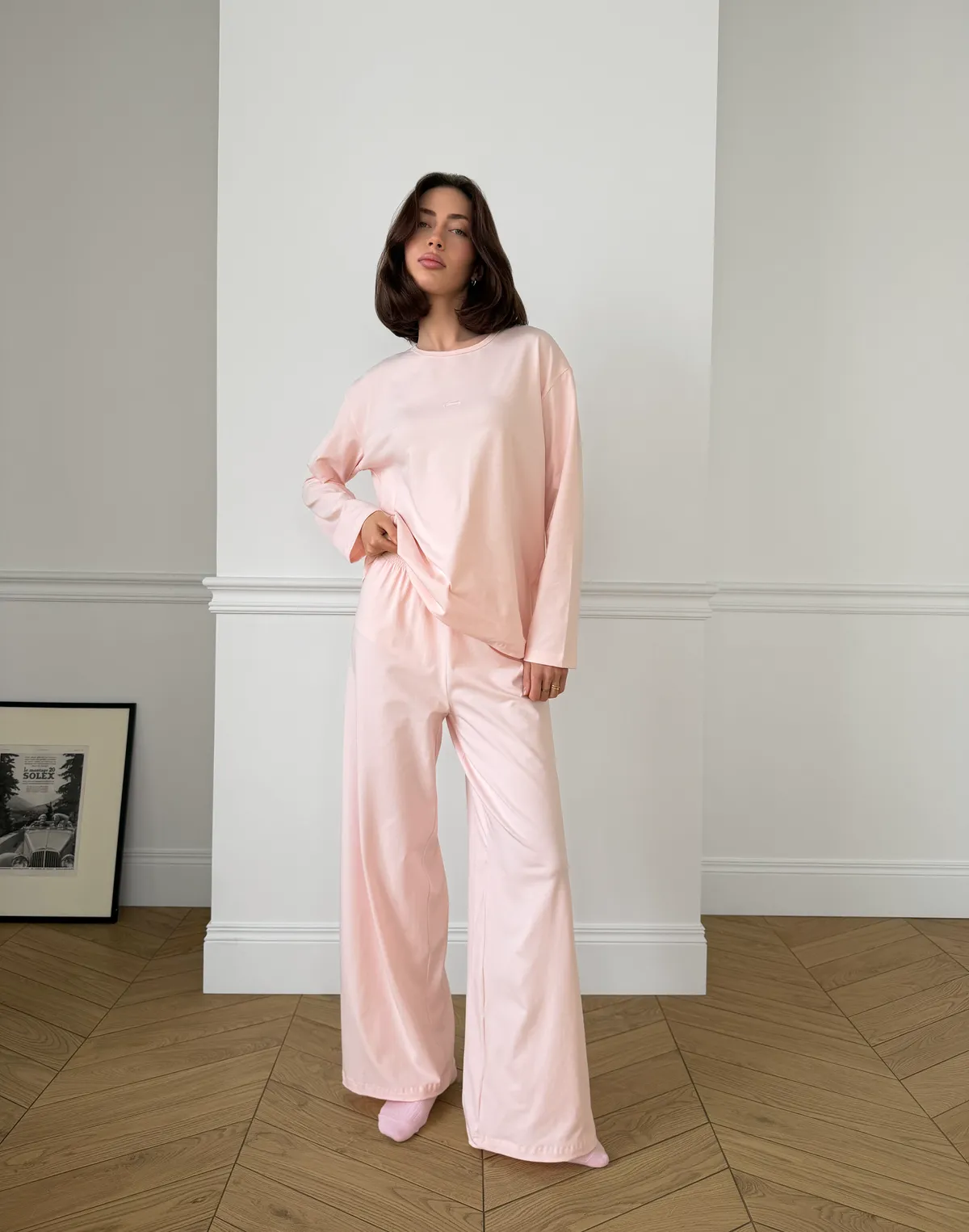 Піжамні штани з ніжної бавовняної тканини, ніжно-рожеві - Фото 7