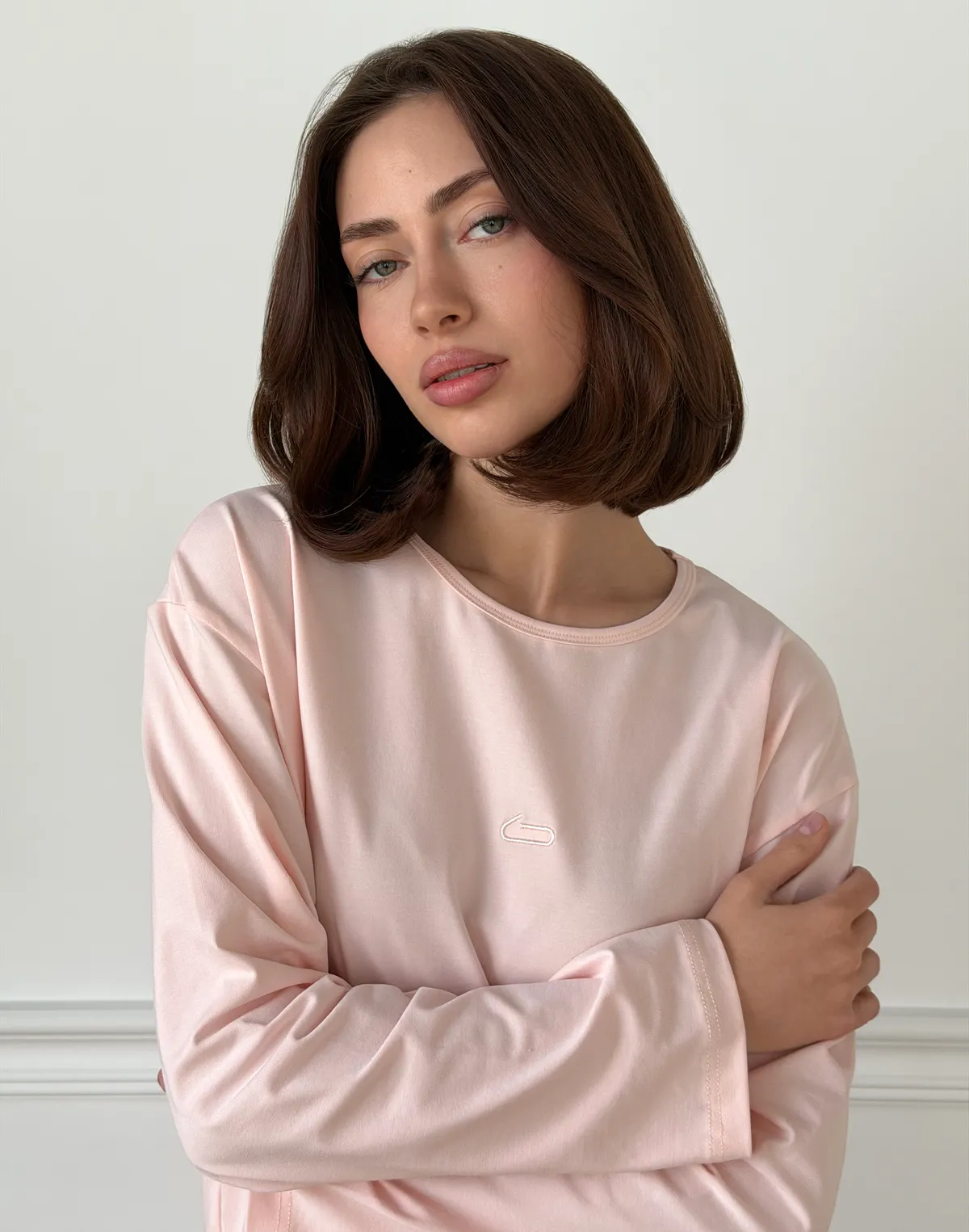 Піжамний лонгслів з ніжної бавовняної тканини, ніжно-рожевий - Фото 6