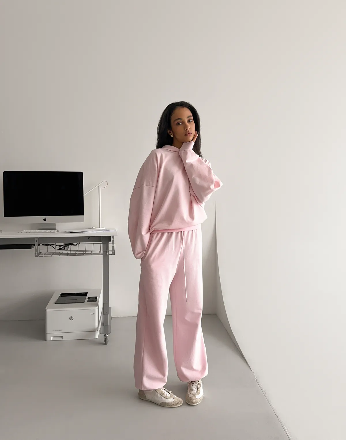 Джогери весняні вільного крою зі шнурком, ніжно-рожеві - Фото 4