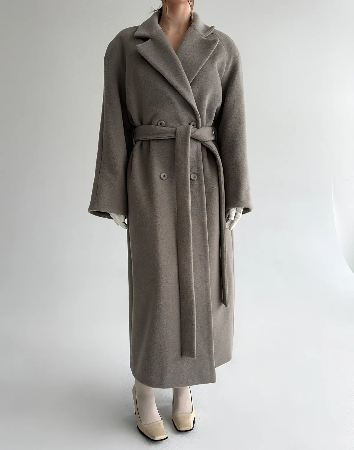 Пальто максі з натуральної вовни та кашеміру розслабленого крою, сіре - Фото 1