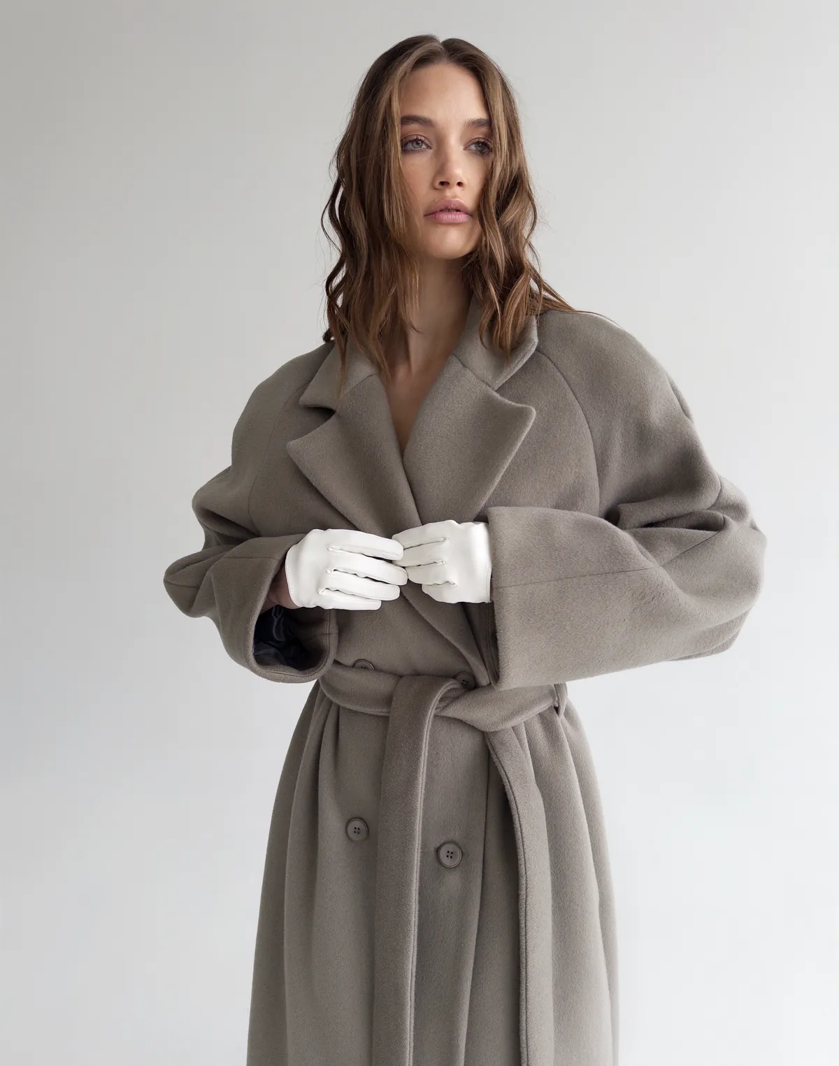 Пальто максі з натуральної вовни та кашеміру розслабленого крою, сіре - Фото 6