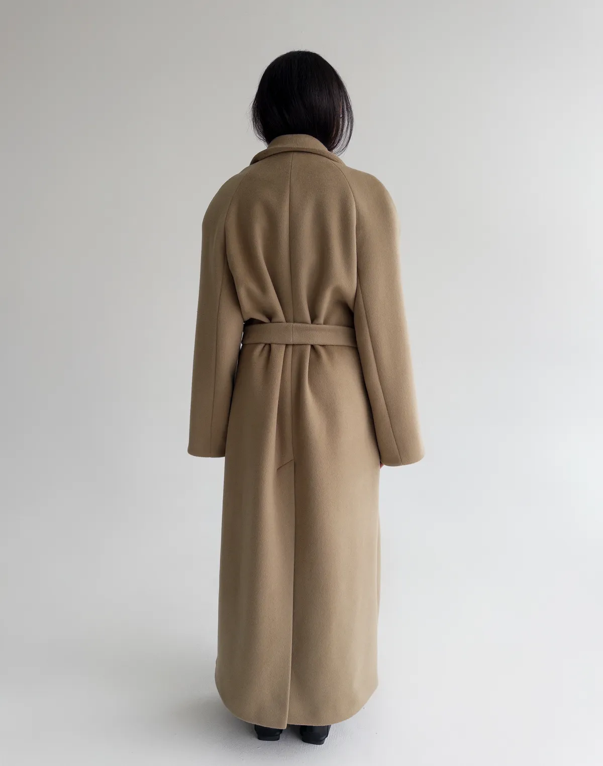 Пальто максі з натуральної 100% вовни розслабленого крою, кемел - Фото 2