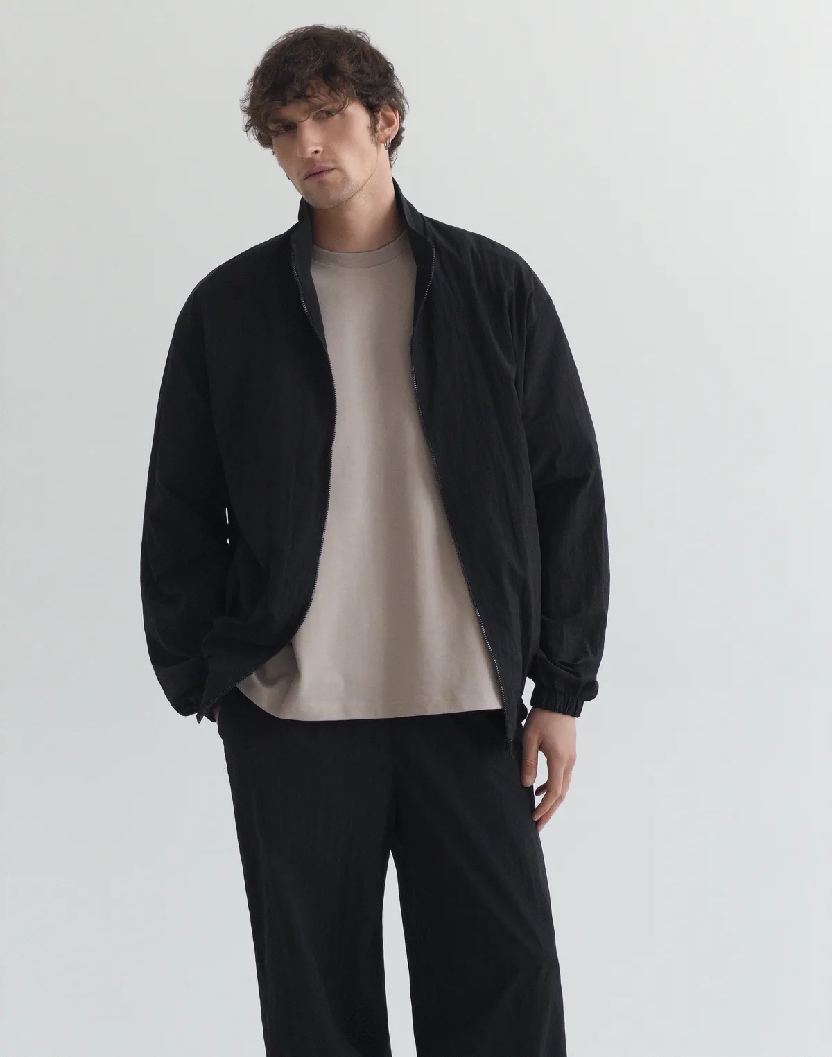 Футболка чоловіча оверсайз зі супер щільного котону з логотипом, холодний беж - Фото 7