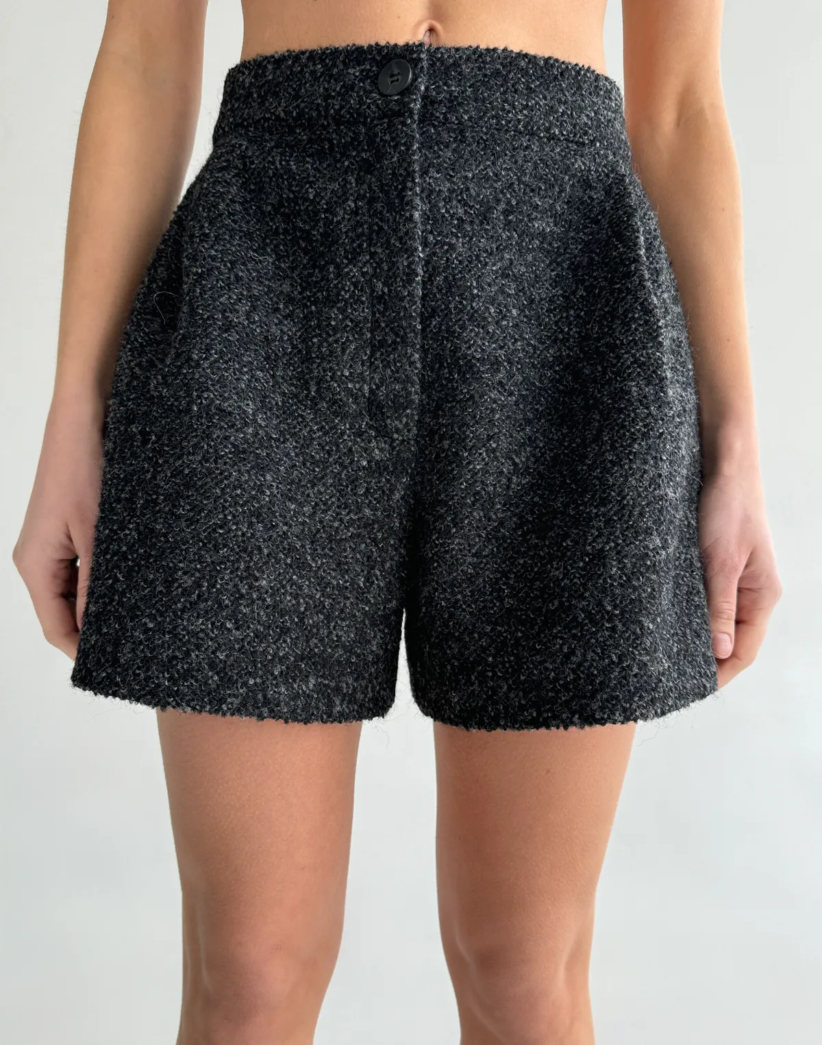 Шорти міні з вовною у складі, чорні - Фото 1