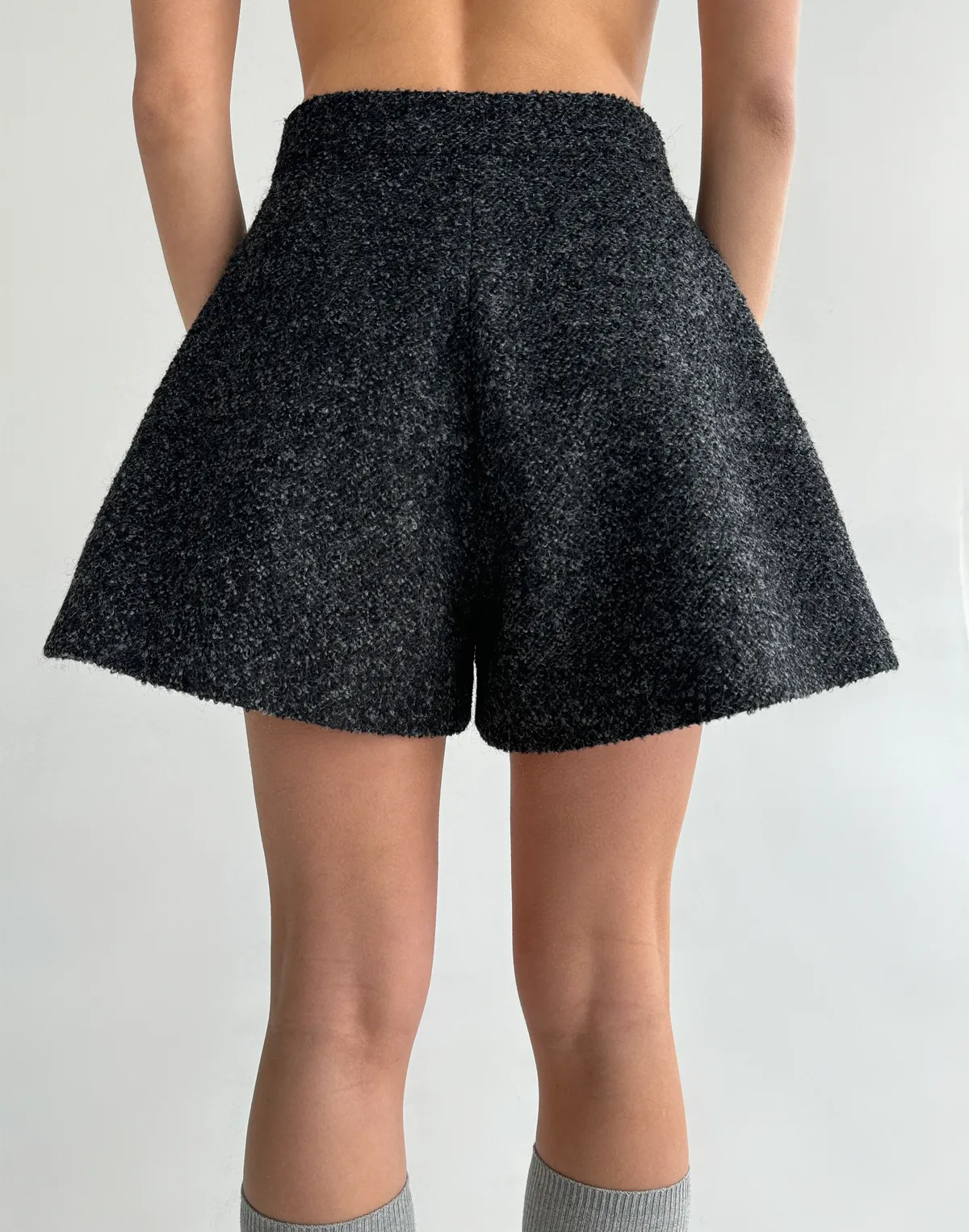 Шорти міні з вовною у складі, чорні - Фото 2