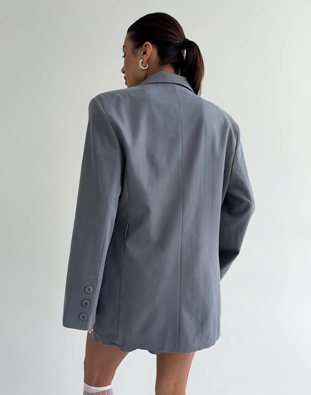 Жакет приталений з поясом текстильний, сірий - Фото 2