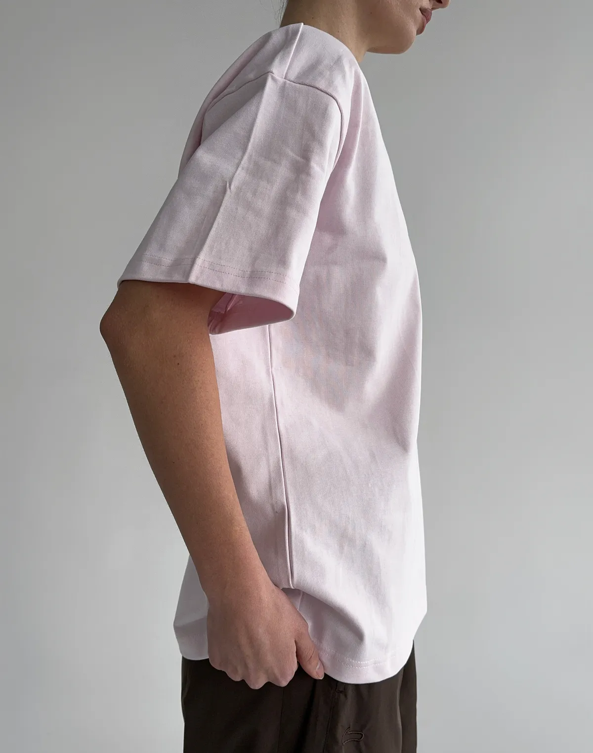 Футболка жіноча зі супер щільного котону оверсайз з логотипом, рожева - Фото 6