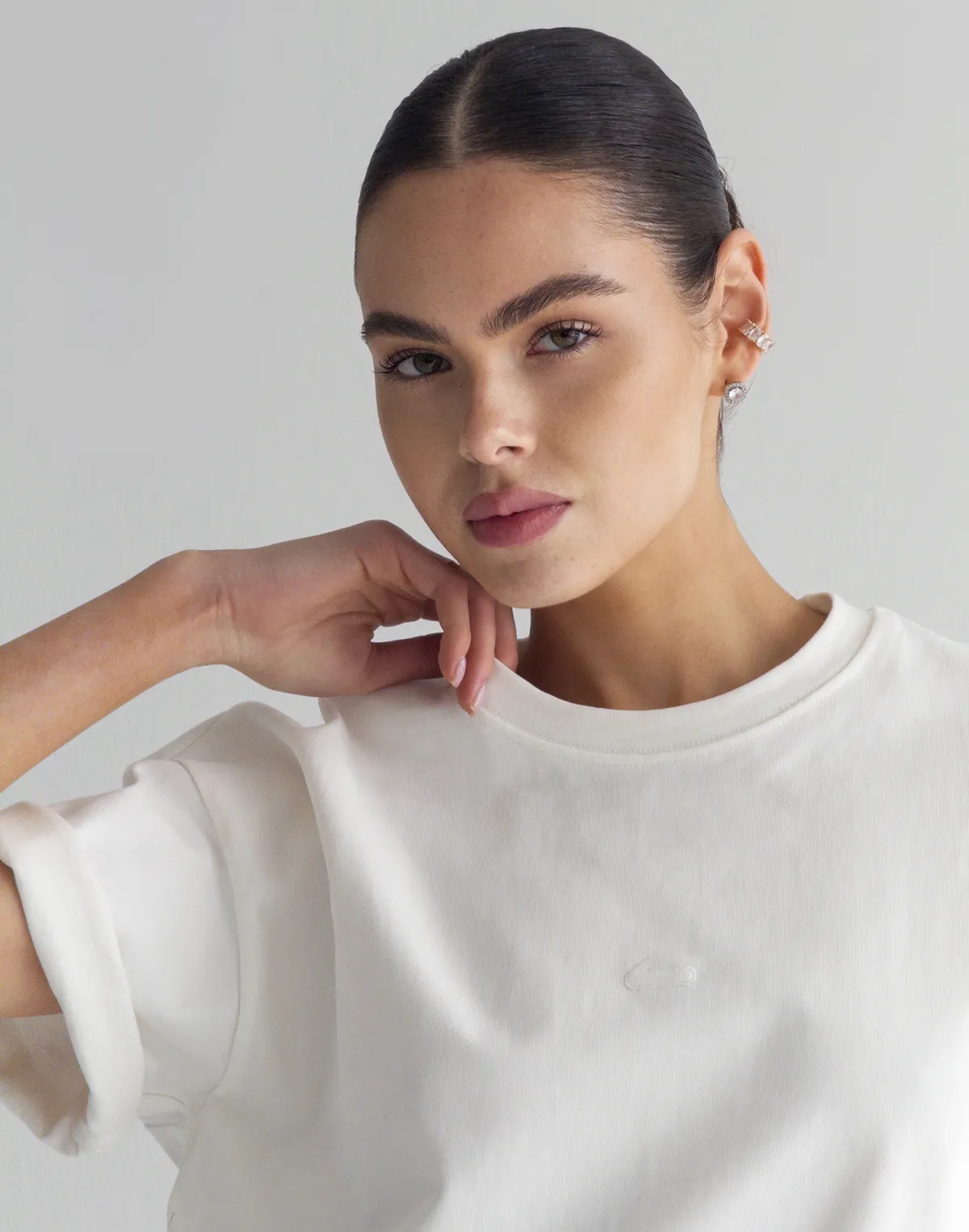 Футболка жіноча зі супер щільного котону оверсайз з логотипом, екрю - Фото 8