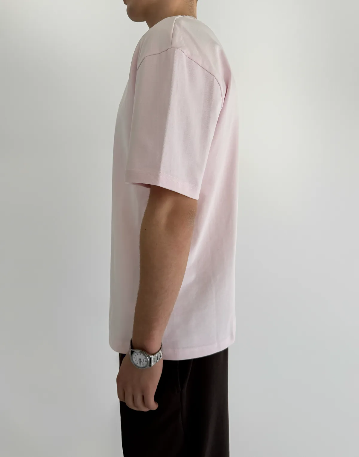 Футболка чоловіча оверсайз зі супер щільного котону з логотипом, рожева - Фото 4
